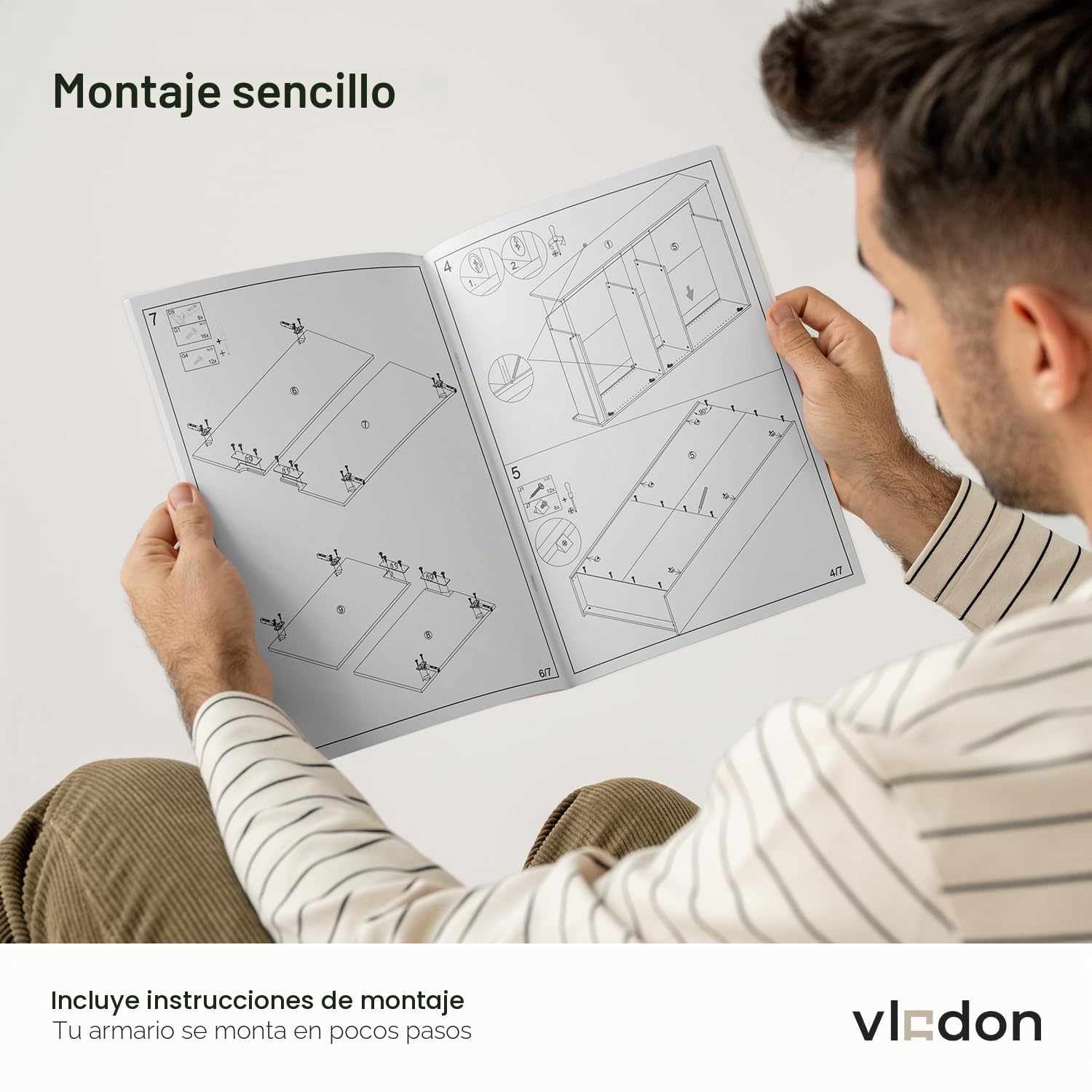 Vladon Armario Oficina Logan V2, Mueble Archivador con 5 Compartimentos y 4 Puertas, Negro Mate/Roble Natural (82 x 184 x 37 cm)
