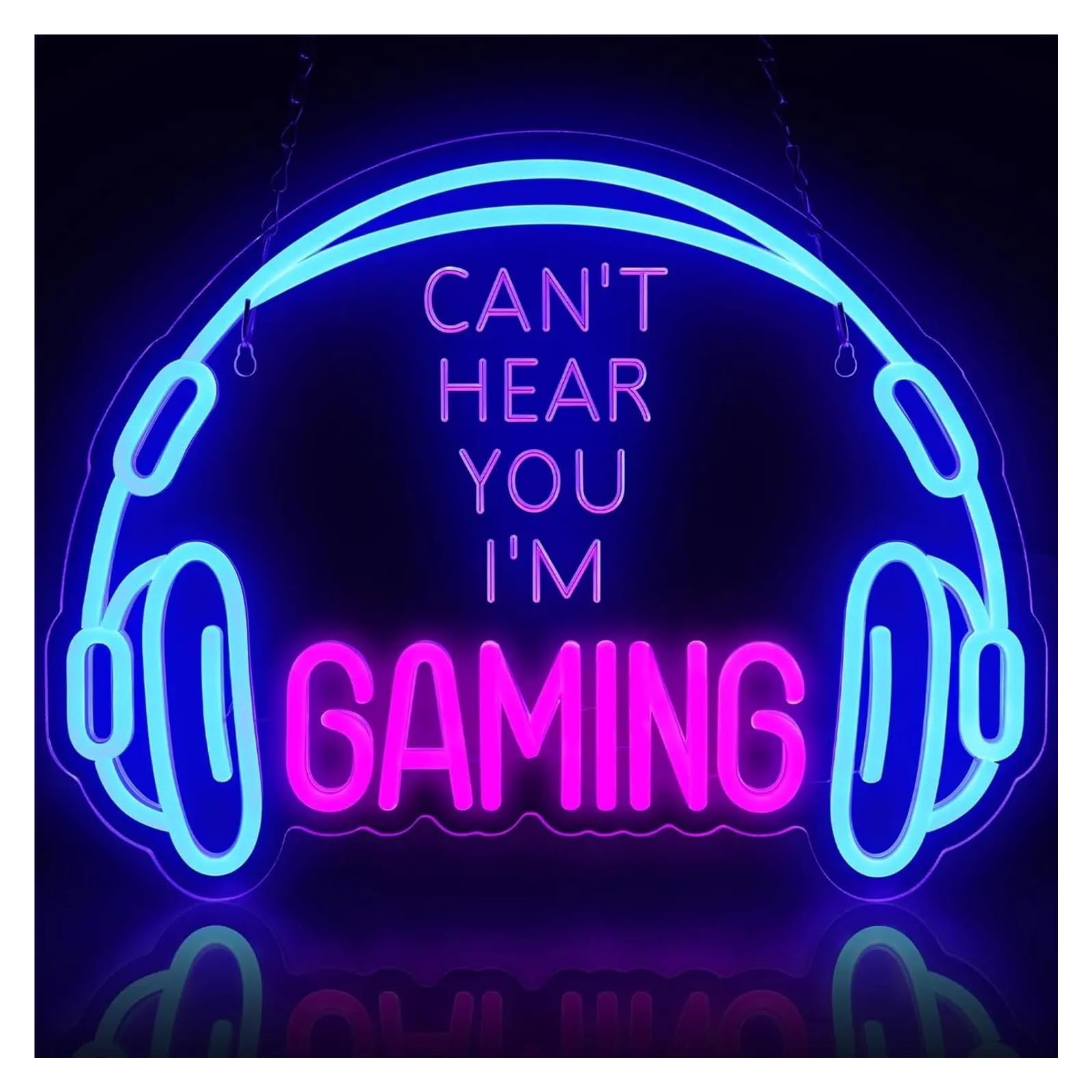 Décor Mural Lumière Panneau Néon Gaming Lumineuse, Casque D'écoute, Lampe De Jeu Pour Zone De Jeu, Salle Vidéo, Chambre De Garçon, Décoration Murale 40cmx30cm