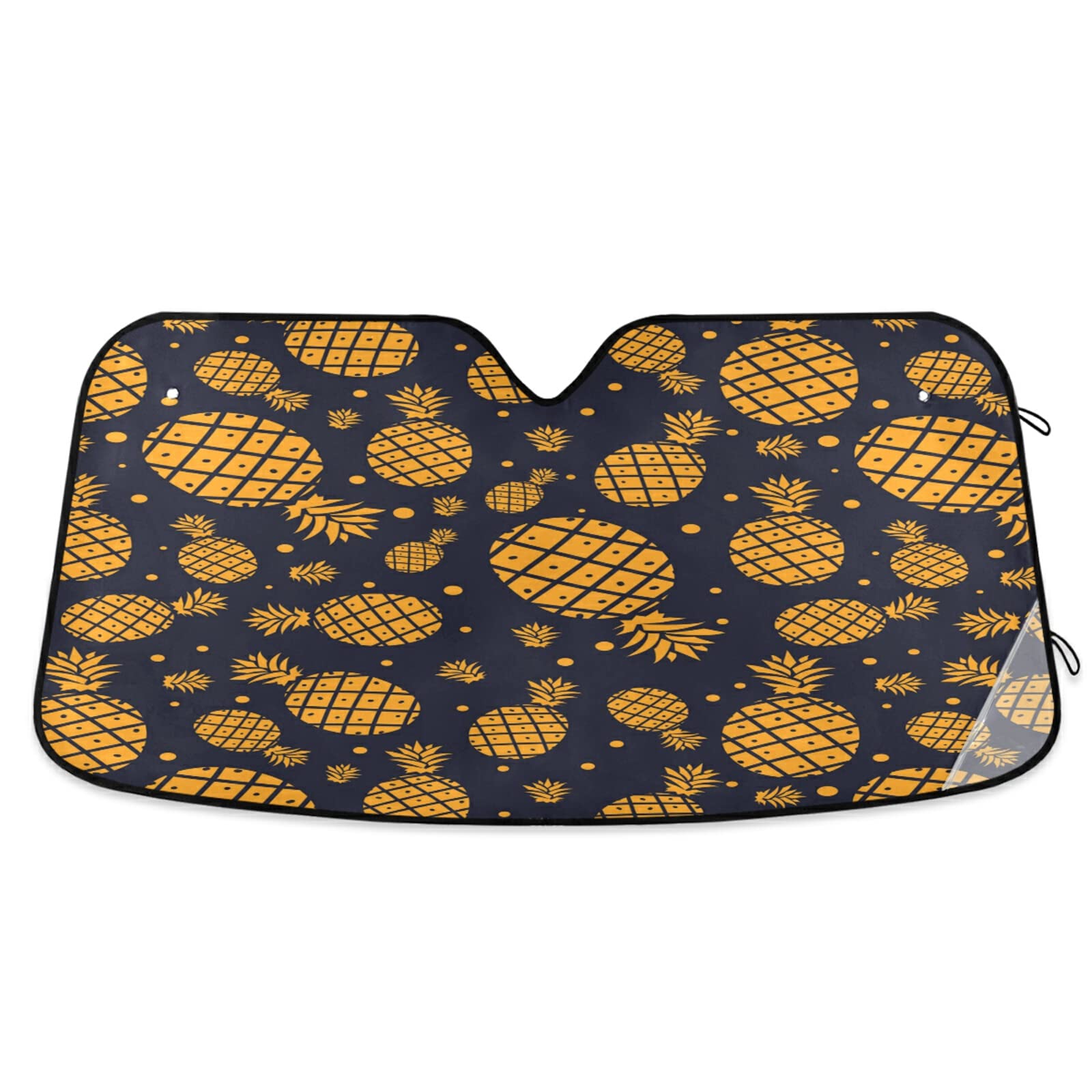 NanderCar Windshield Sun Shade - Blocks Heat and UV Rays Sun Visor Protector, Foldable Sun Shield Keeps Your Vehicle Cool-Summer Pineapple Dots