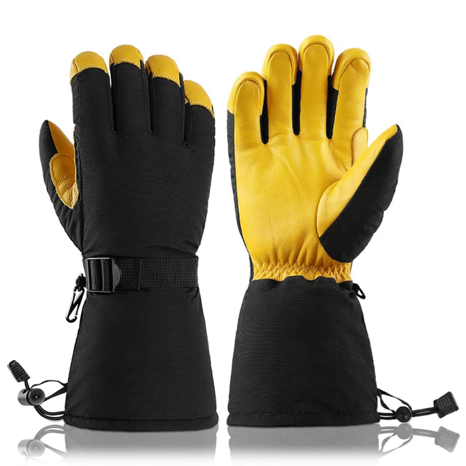 Guantes térmicos de Invierno para esquí, Snowboard, Motociclismo, Ciclismo, Hombre y Mujer, cálidos para la Nieve (Amarillo 1019)