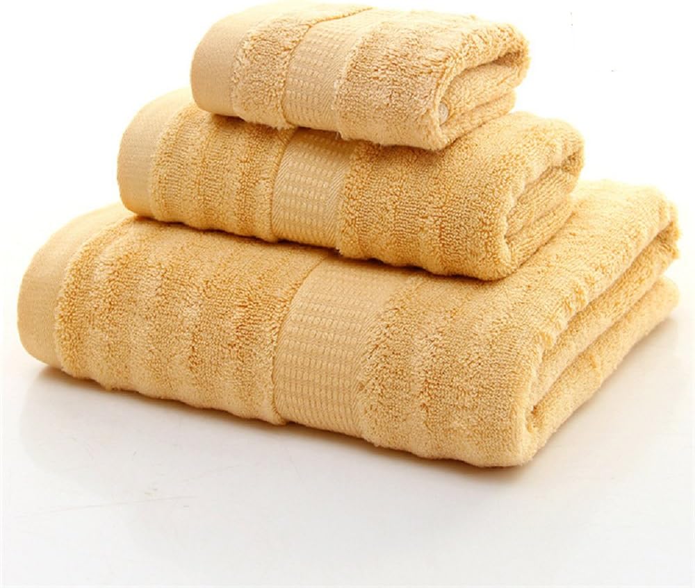 Mush Bamboo Luxurious 3 PieceTowels Set | Ultra Soft, Absorbent and Antimicrobial 600 GSM (Bath Towel, Hand Towel and Face Towel) Perfect for Daily Use and Gifting (Khaki)
