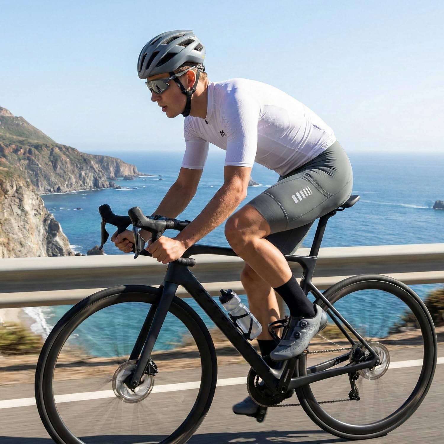 Lo.gas Men's Cycling Bib Shorts 3D Padded Bike Shorts High Stretch Quick-Dry 3 Pockets & 2.56 Inch Non-Slip Leg Grippers