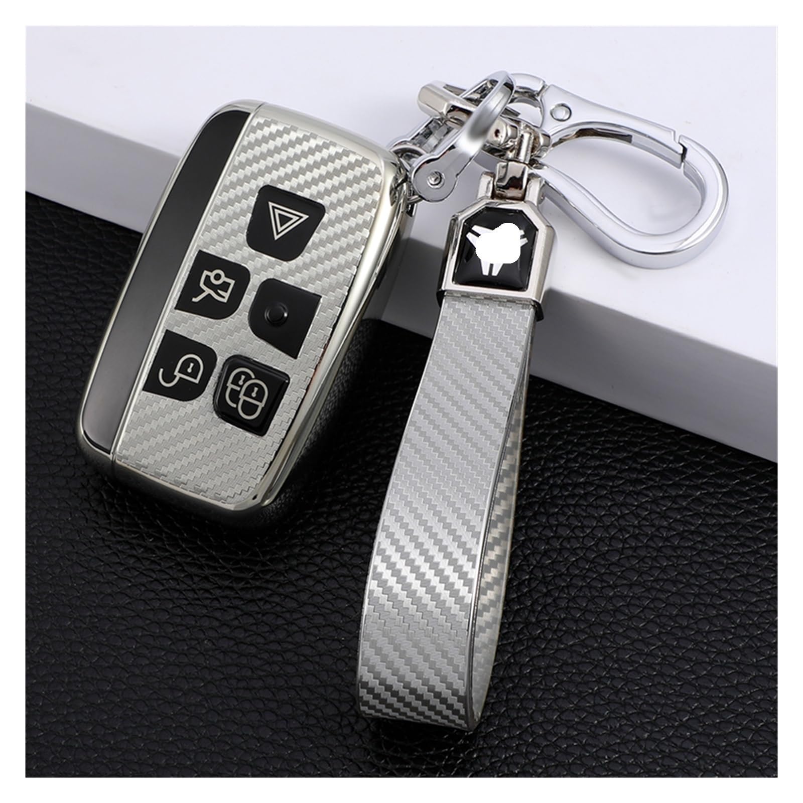 Funda Llave para Range para Rover Sport para Evoque para Freelander para Velar para Discovery 4 Funda para Mando A Distancia del Coche Cubierta Fob(Green Chin)