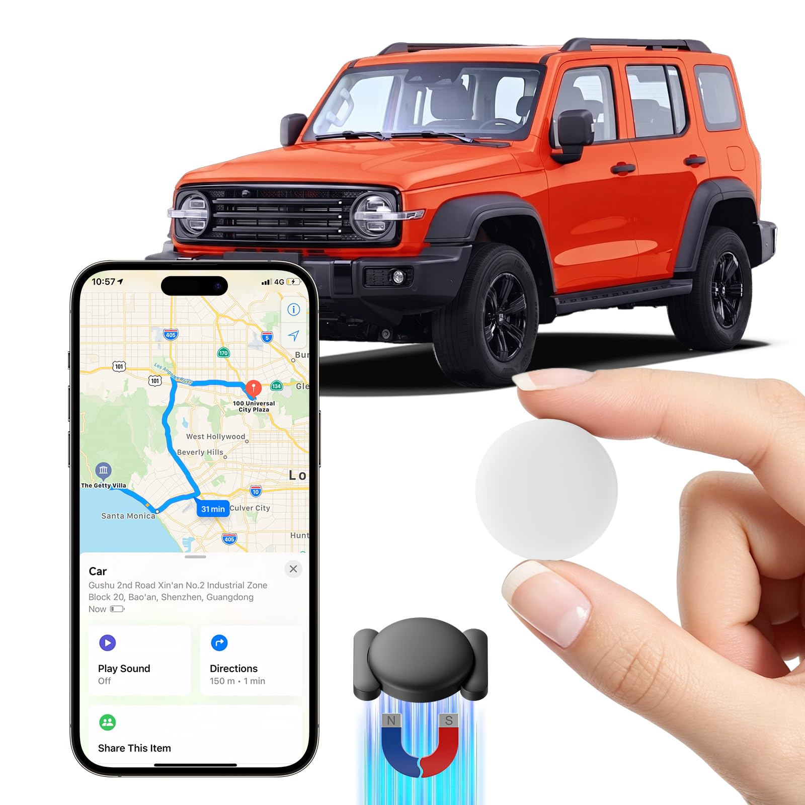GPS Tracker for Vehicles, 1PCS Real Time Tracker Device for Vehicles, Work with Find My (iOS Only), MINI Magnetic Car Tracker Device Hidden, No Monthly Fee, Waterproof Car Tracker-image-48