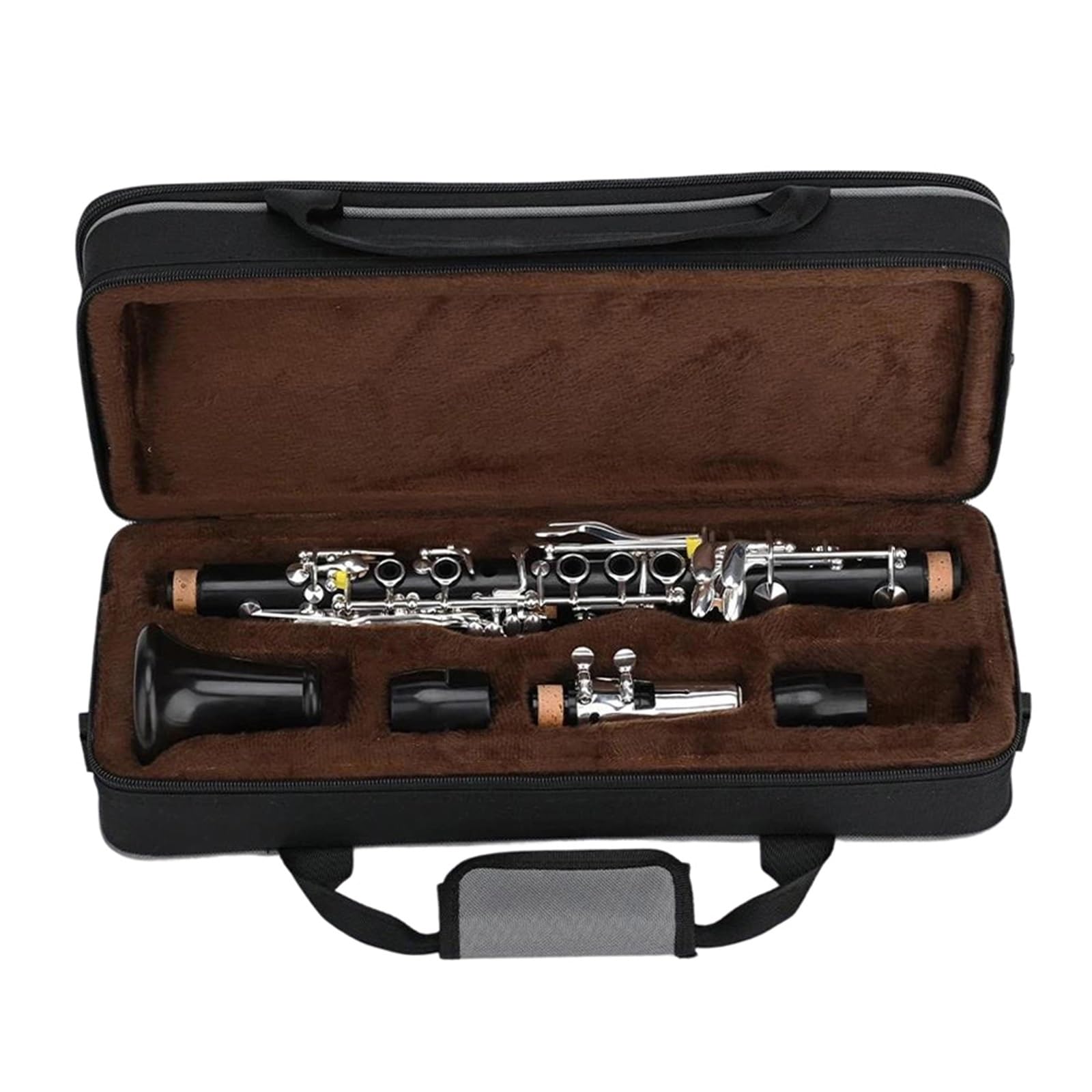 Clarinete Eb Ébano Plateado 17 Teclas Instrumentos Musicales De Madera Actuación Profesional