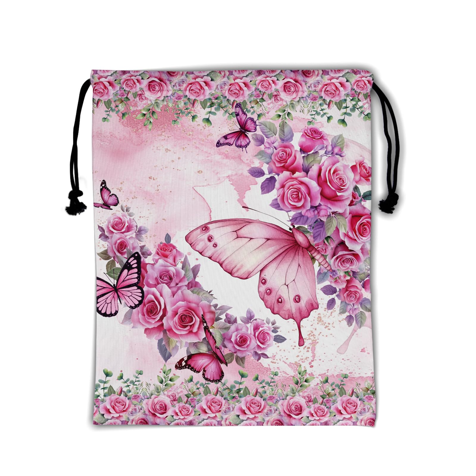 Butterfly Floral Gymnastics Drawstring Bag Small Gymnastics Gym Bag for Gymnasts Dancer Holding