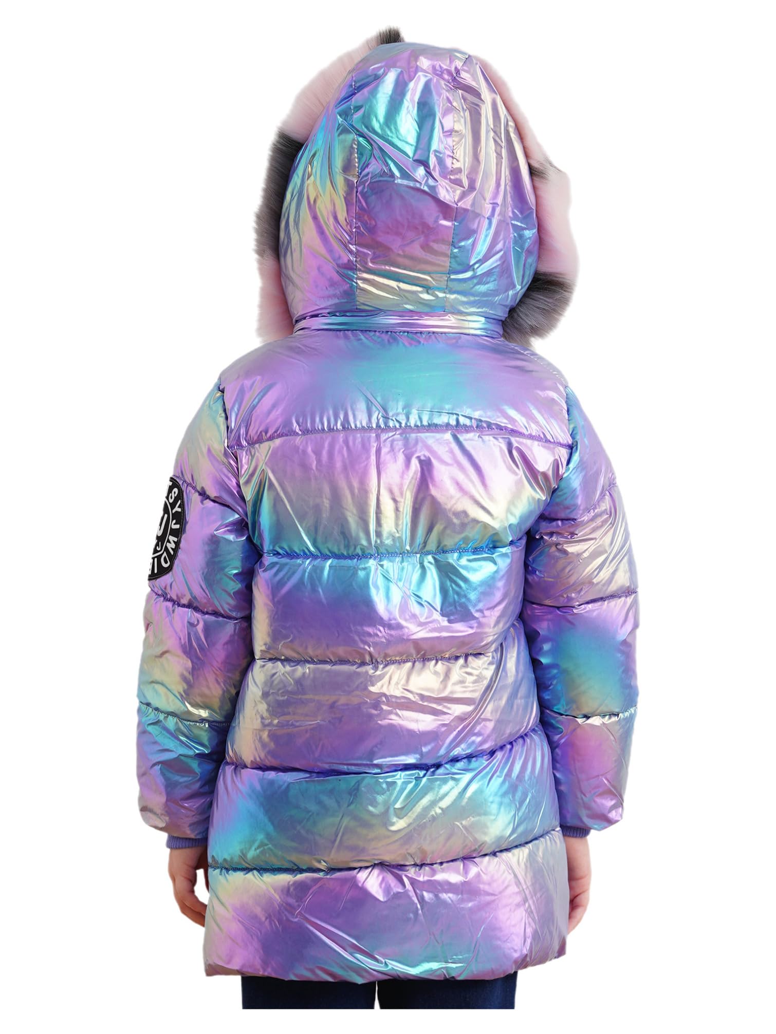 TiaoBug Chaqueta Metálica Brillante De Invierno Para Niñas Abrigo De Plumas Con Cremallera Y Capucha Chaqueta Acolchada Casual