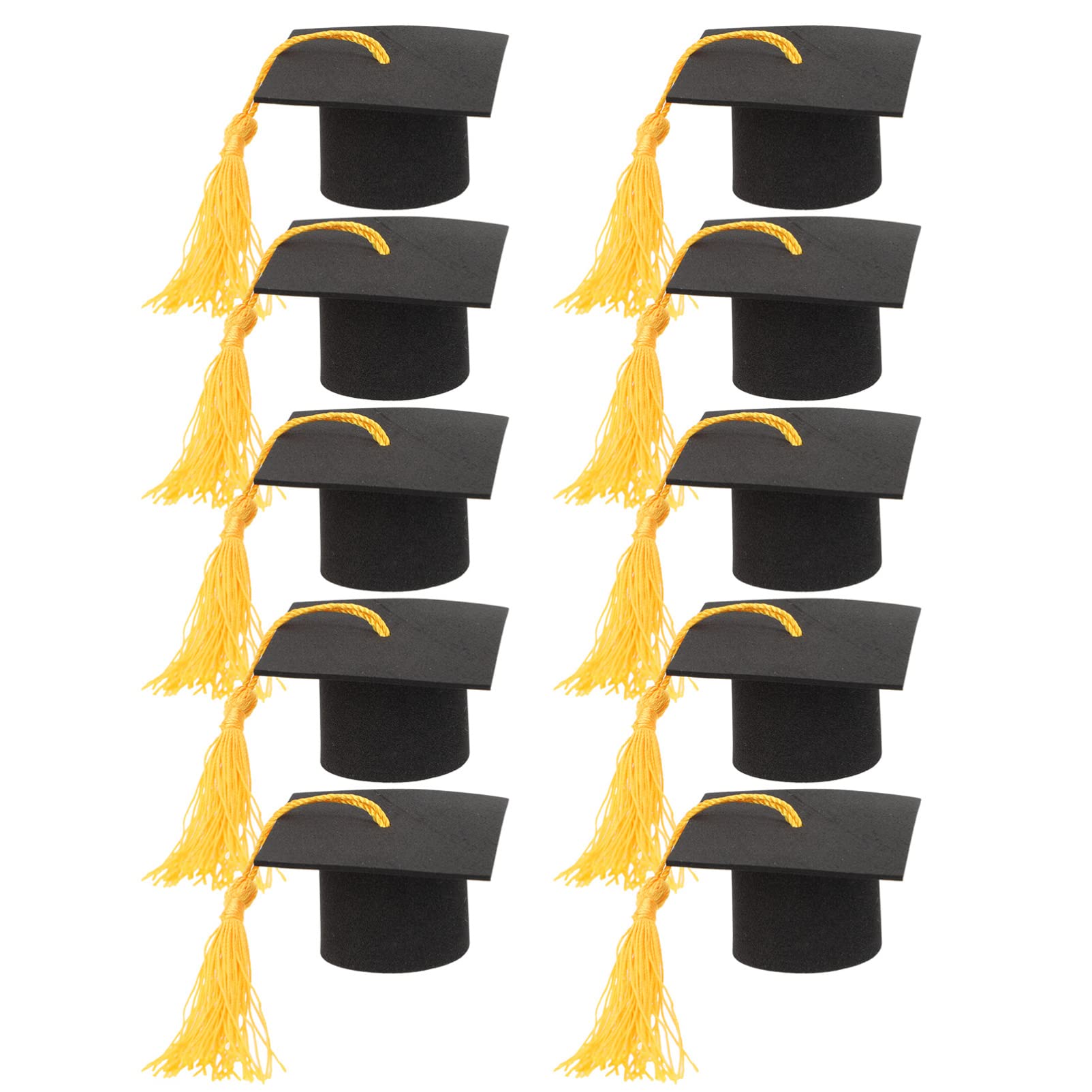 Abaodam Mini Graduation Caps Decorations 10Pcs with Tassels Cake Toppers for Graduation Season Party Photo Props and Souvenir Ornaments