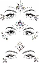 3PCS Sets Rhinestone Face Sticker, Rhinestone Face Woman Face Glitter Face Festival Rhinestone Face Tattoo Temporary Face Jewelry Diamond Eyes For Makeup Festival