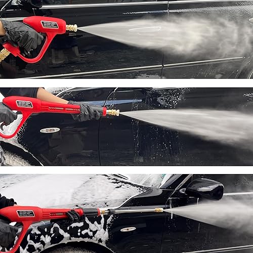 Miniatura 6 de Pistola de lavado a presión con varilla de extensión de repuesto, pistola de lavado de potencia mejorada con 5 puntas de boquilla de pulverización,