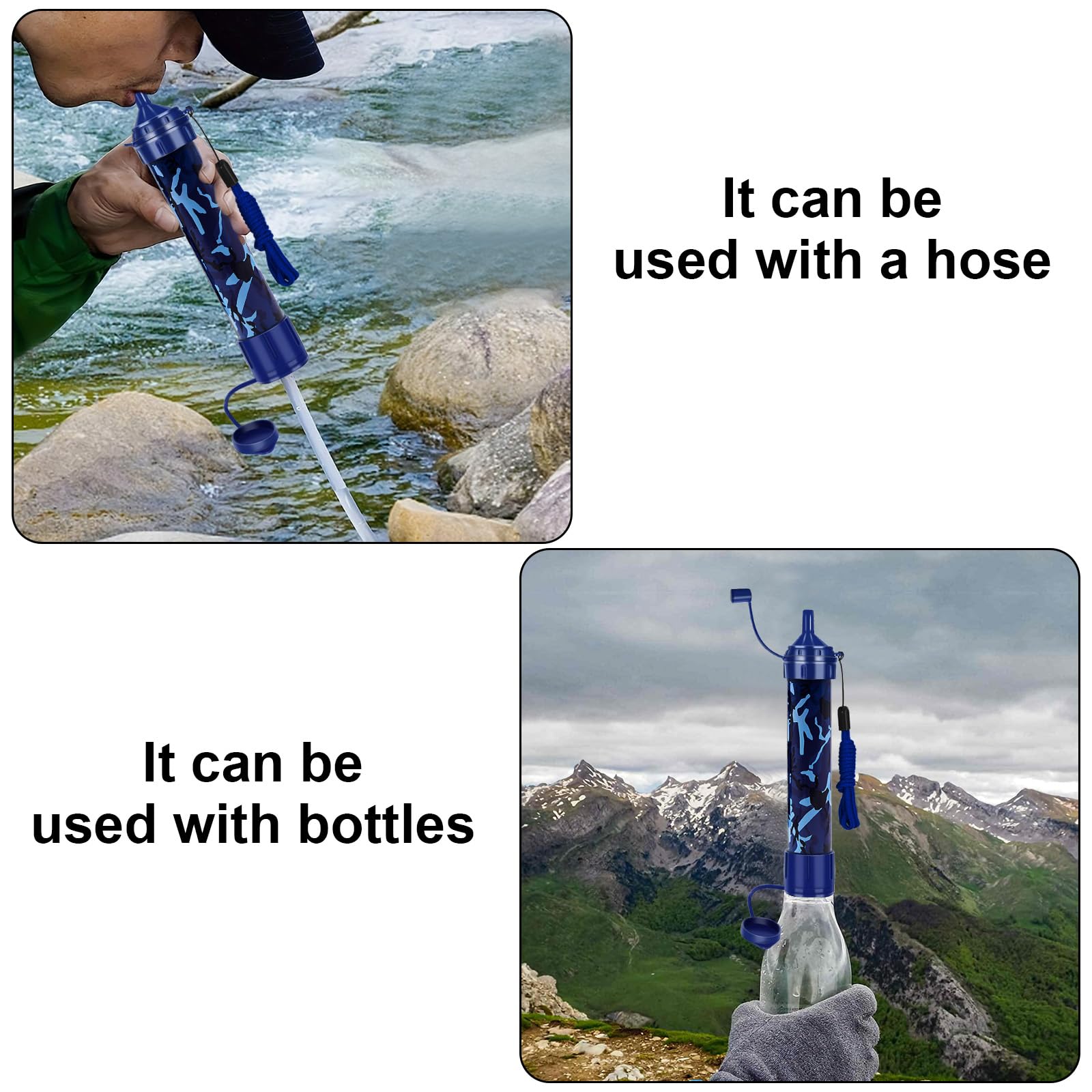 Paille filtrante à eau, système de filtration d'eau personnel portable pour camping, randonnée, voyage, facile à utiliser, léger, équipement de survie d'urgence