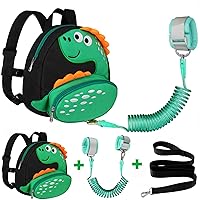 Vista 16 de Accmor Mochila con arnés para niños pequeños con correa, lindas mochilas con dinosaurios con enlace antipérdida en la muñeca, lindas pulseras