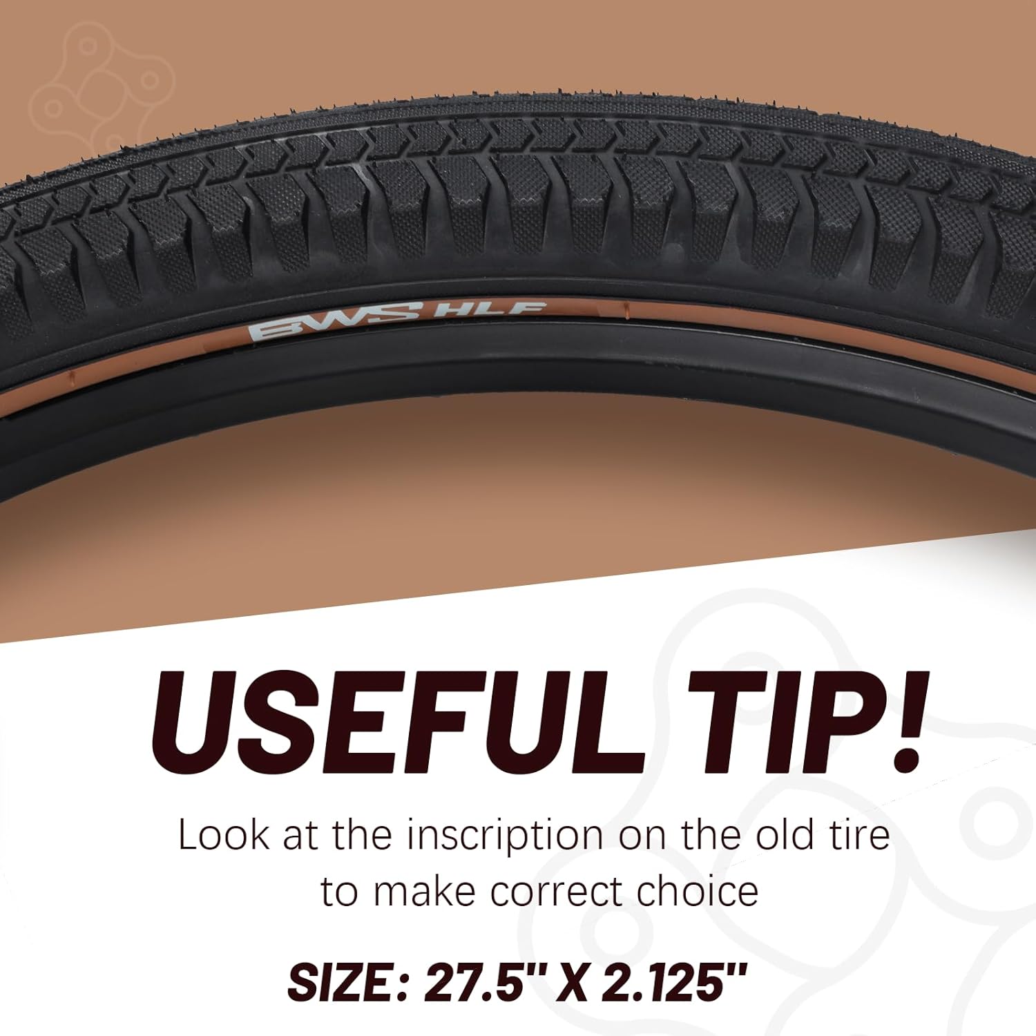 BWSHLF Replacement Mountain Bike Tires, 20/24/26/27.5/29Inch Size, 2 Pack Black Folding MTB Bicycle Tire, Black/Brown Side