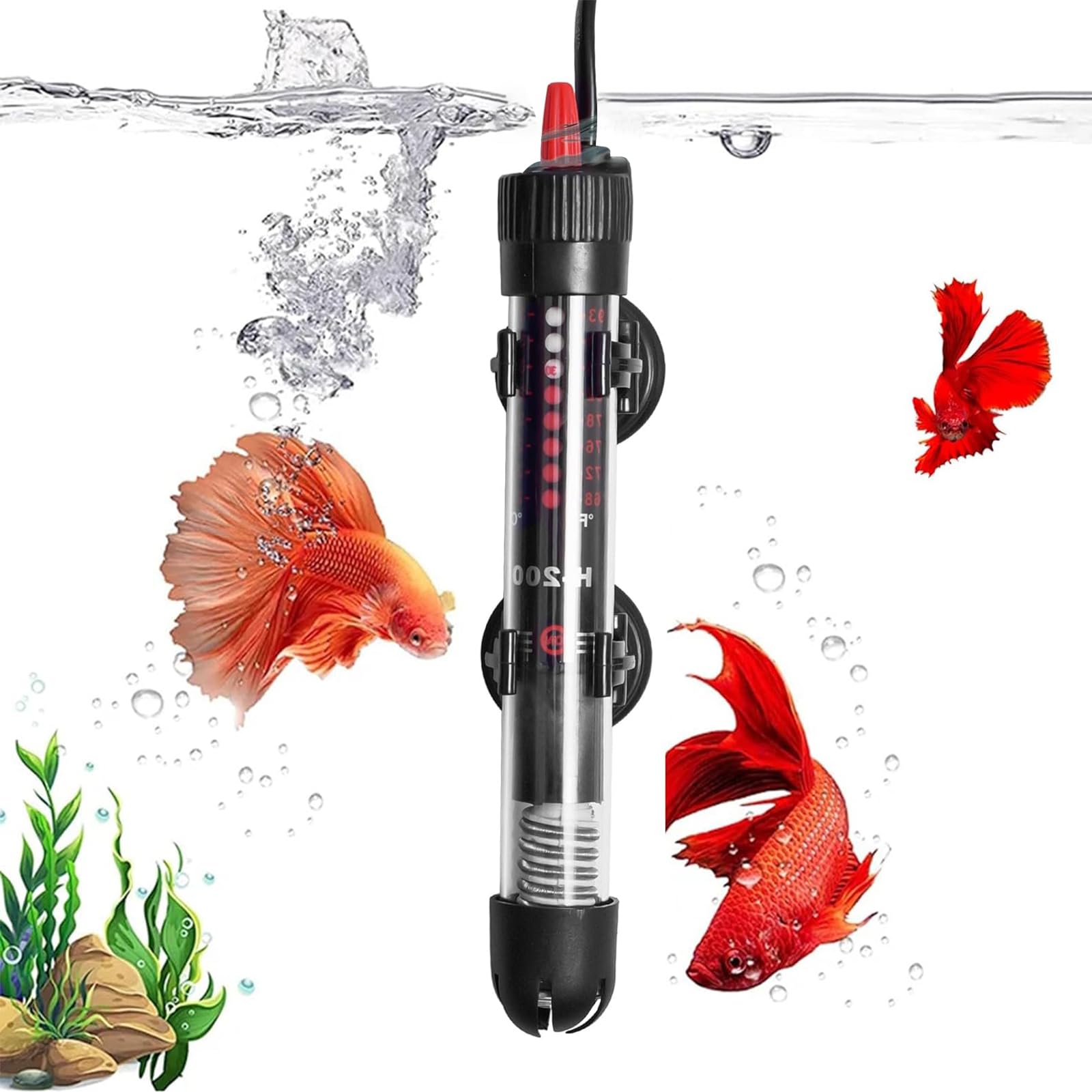 Calentador Acuario 100W,Calentador Sumergible para Pecera,Calentador Sumergible,Calentador Acuario,Temperatura Ajustable 18-32 ° C para Peces y Tortugas Marinas,para acuarios de 45-55 cm