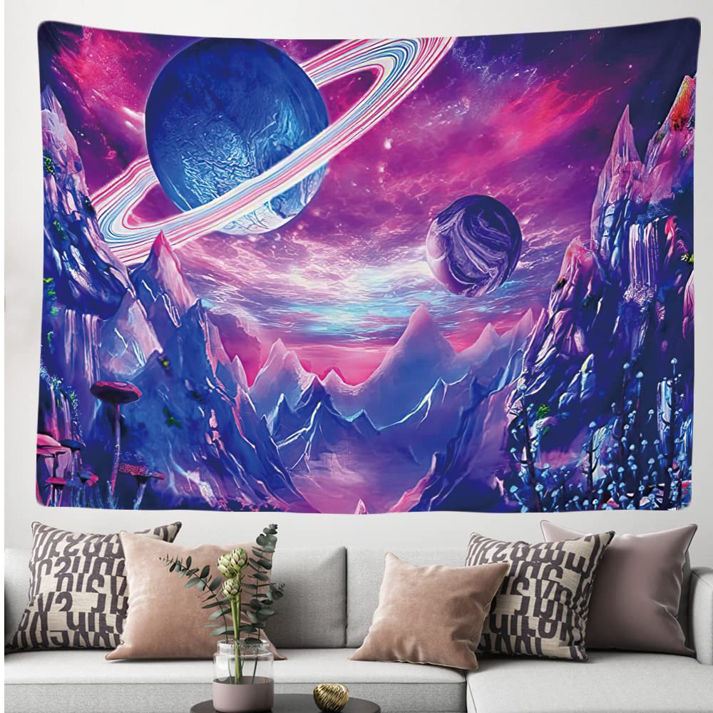 Ulticool, Tapestry Decoration Home, Planets Purple Mountains Sea, 200 x 150 cm, Wall Towel Wall Hangings - Image 3