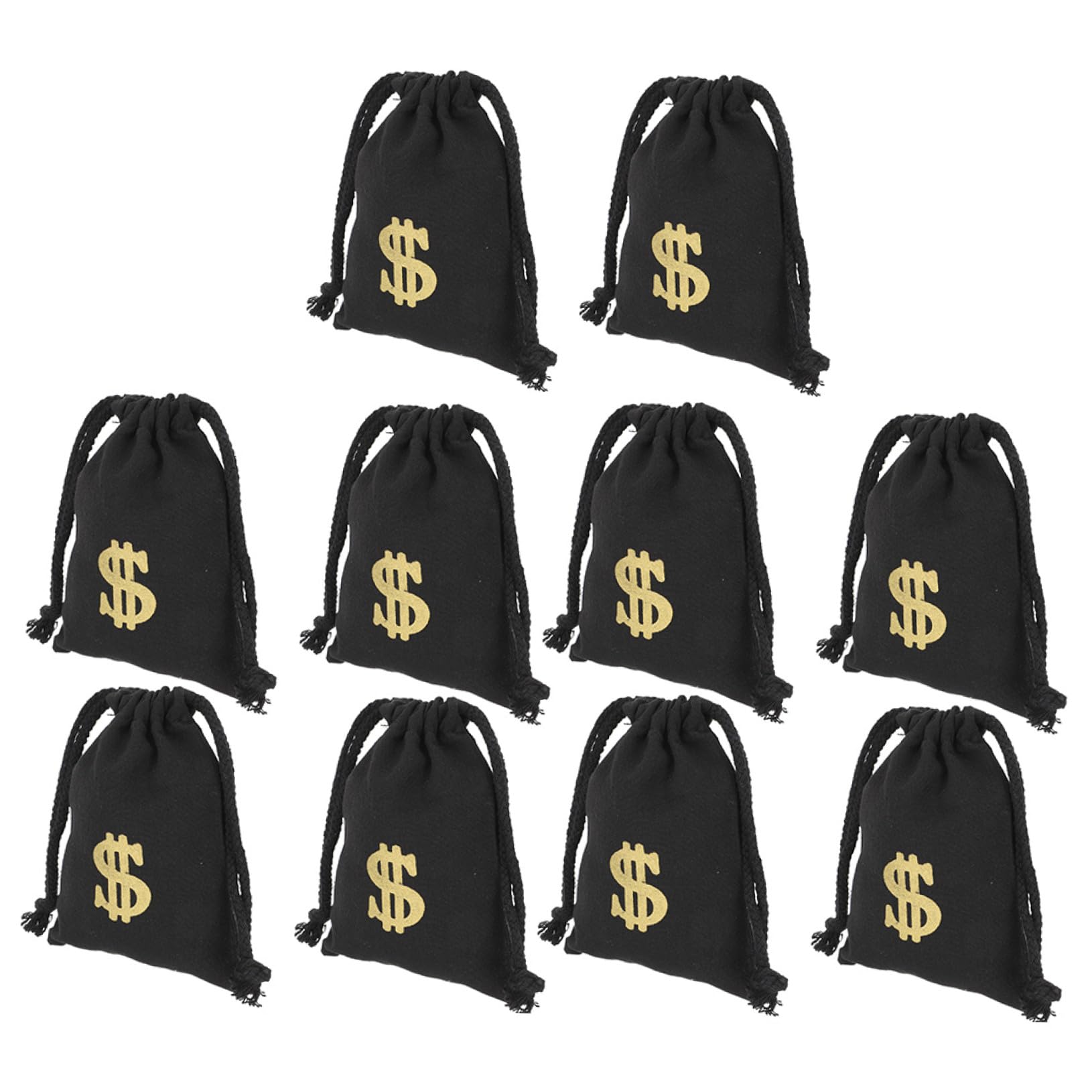 Sacchetto Coulisse Nero in Canvas 10 Pezzi per Feste