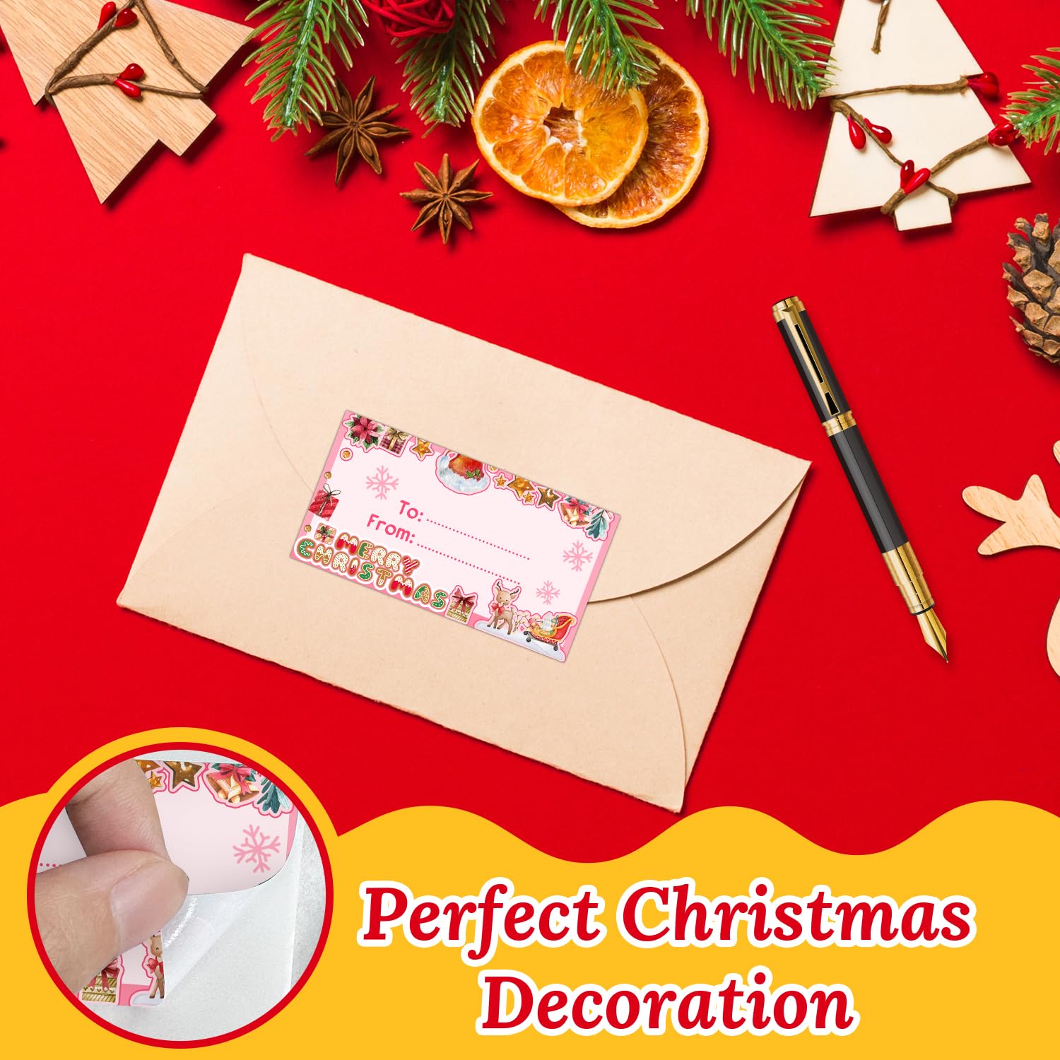 500 etichette per regali di Natale, etichette adesive per confezioni regalo di Natale, etichette con nome Merry Christmas per pacchetti, etichette per regali di Natale per favori, etichette per regali
