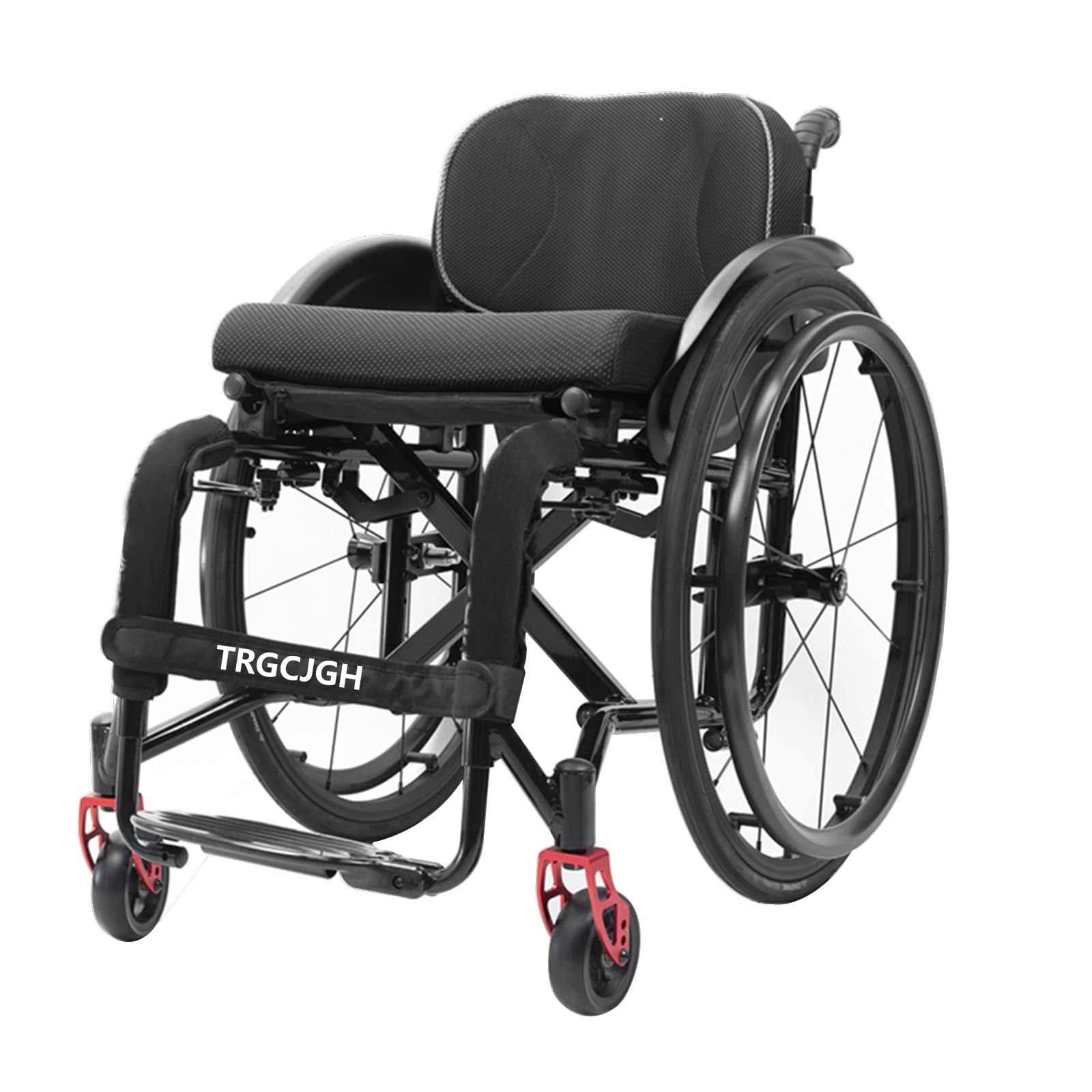 Silla de ruedas de Plegable ligera para deportes, Silla de ruedas de transporte de aluminio, Autopropulsable, portátil, para viajes (Seat width:38cm/14.9in,Black)