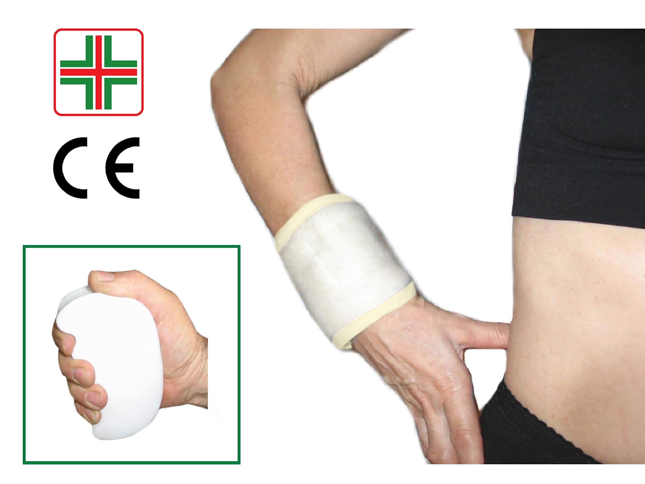 Polsiera Ortopedica In Lana Merinos 100% – Taglia XXL (23-24 Cm) Con Riabilitatore Mano Incluso, Dispositivo Medico Made In Italy