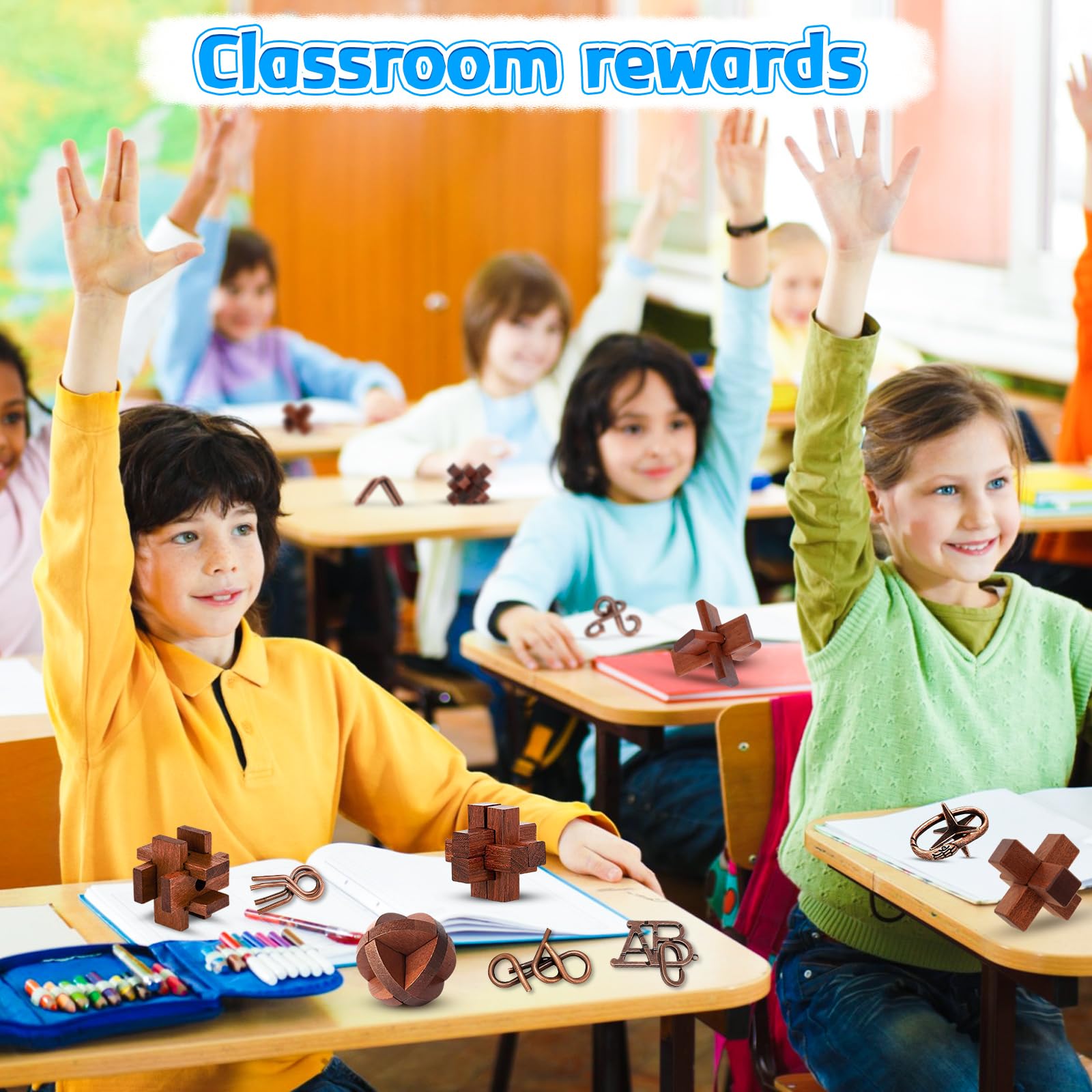 24 Stück 3D Puzzle Set aus Holz & Metall – Geduldspiele & Logikrätsel für Kinder, Jugendliche & Erwachsene – Intelligente IQ Spiele als Geburtstagsgeschenk, Mitgebsel & Gastgeschenk