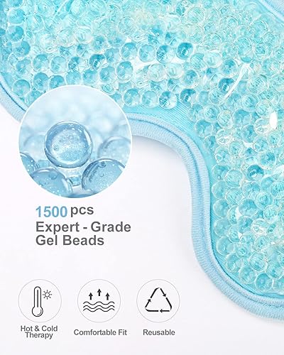 Miniatura 5 de Luxtude Máscara de ojos de gel refrescante para ojos secos, paquete de hielo caliente para ojos fríos, máscara de gel reutilizable para dormir,