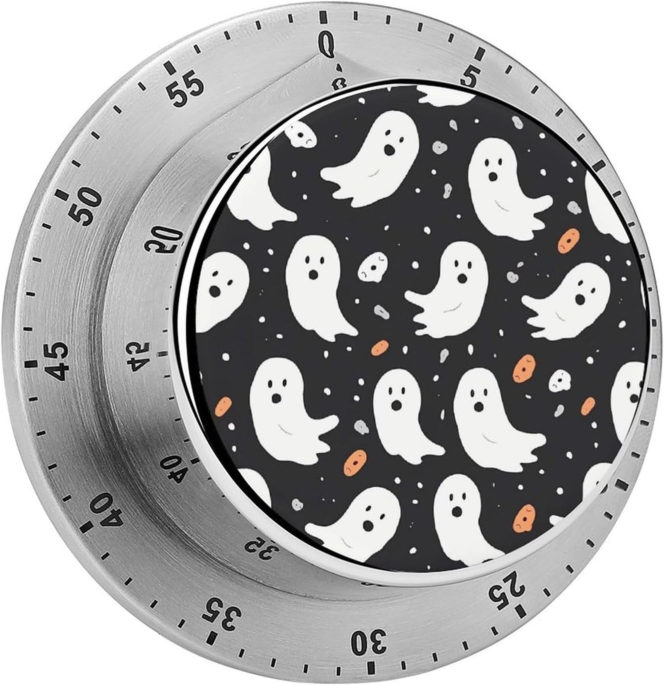 Cute Ghost Halloween Pattern Timer Stainless Steel Kitchen Timers Waterproof & Rust-Proof 60 Minute Mechanical Timer with Loud Alarm for Cooking, Baking, Fitness