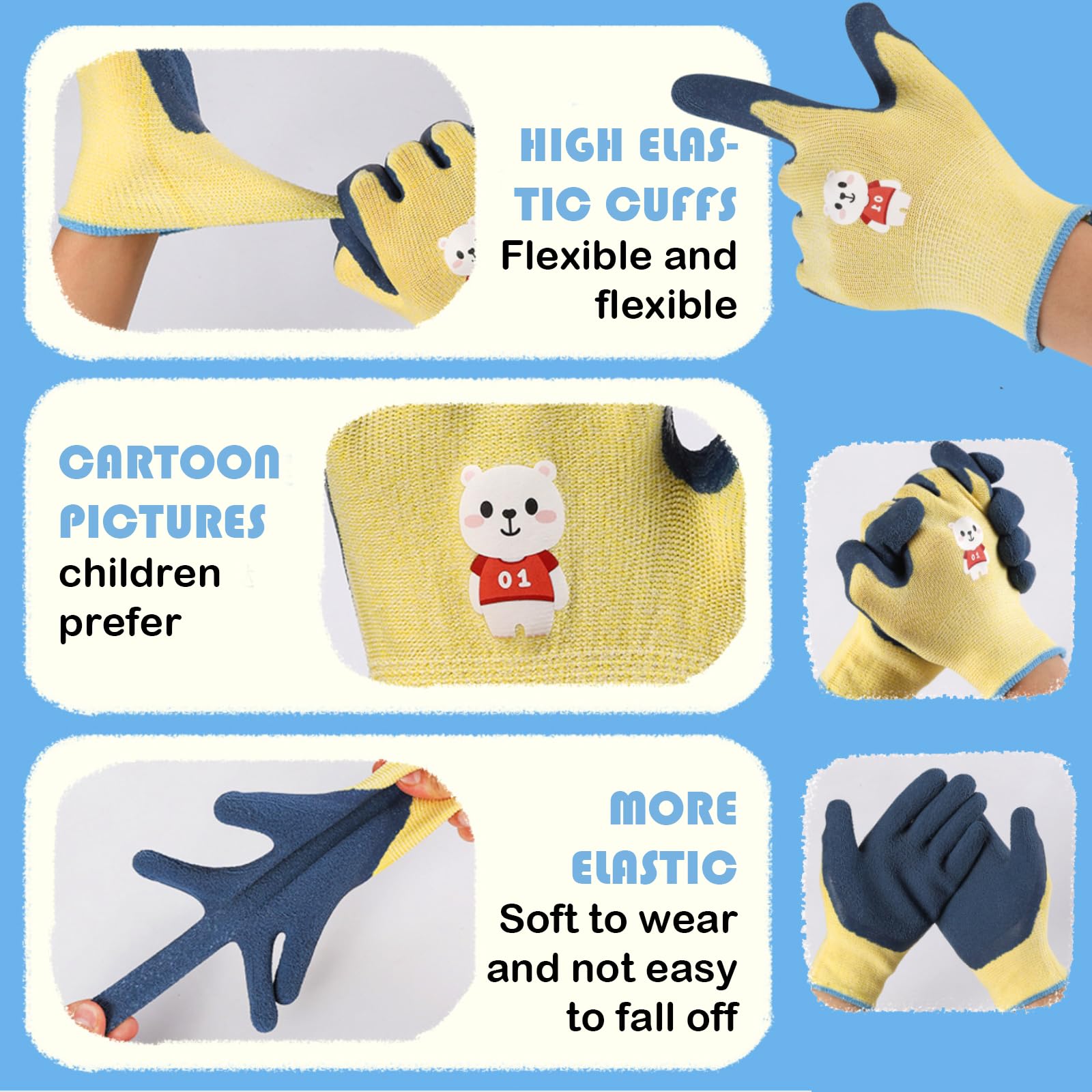 Guanti Da Giardinaggio PACIFIC Per Bambini 3-6 Anni - 3 Paia, Rivestimento Gomma, Multicolore, Taglia XXXS - Foto 12