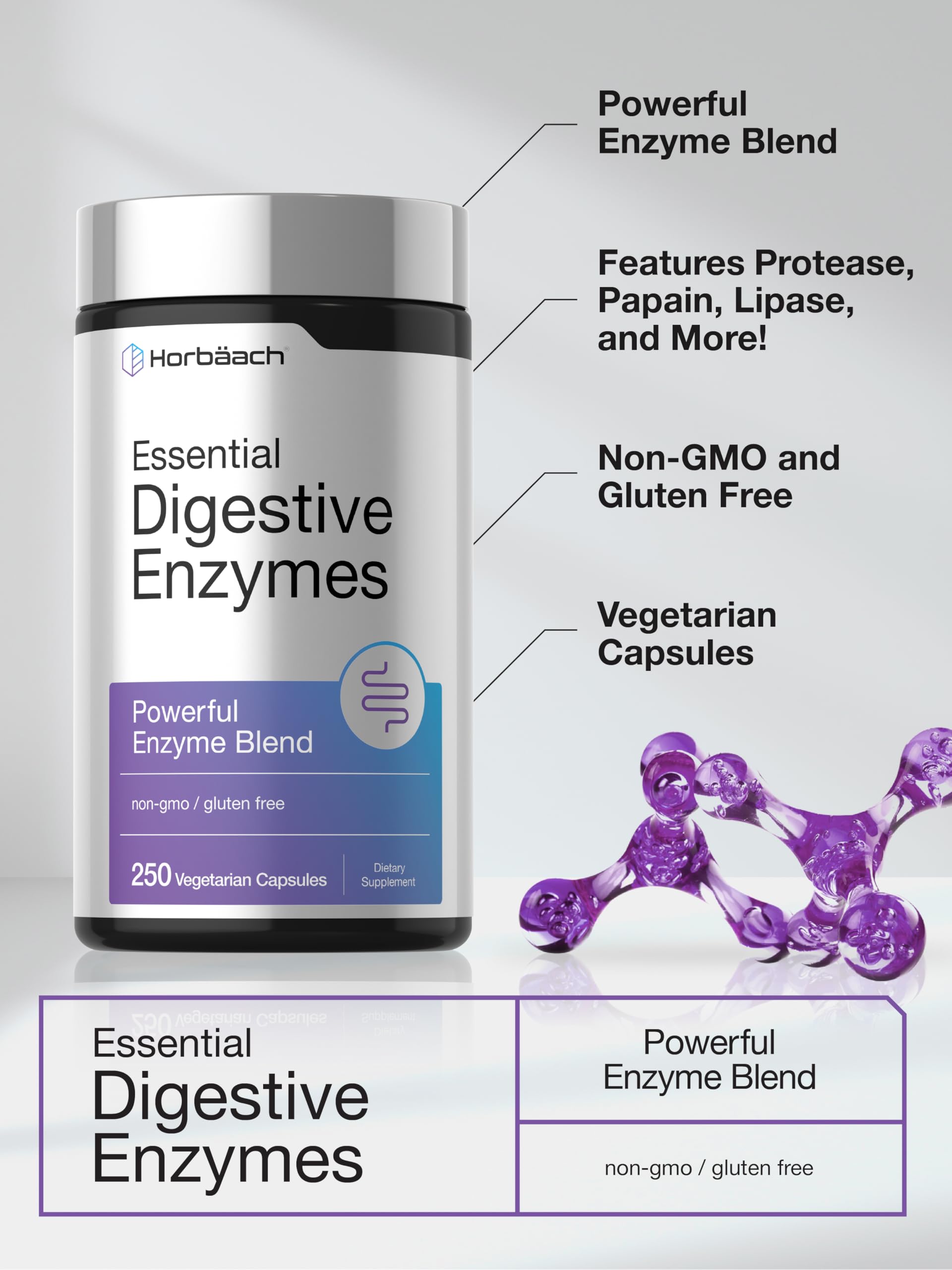 Horbäach Essential Digestive Enzymes | 250 Capsules — Amazon image 4