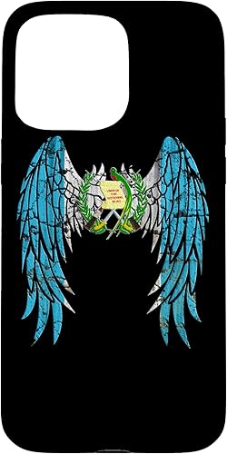 Funda para iPhone 15 Pro Max Guatemala, bandera de Guatemala, alas de ángel, Jesús, Biblia cristiana de Guatemala
