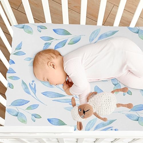 Miniatura 8 de Kigai Fitted Crib Sheet for Boys & Girls Blue Branch Soft Breathable Unisex Baby Sheets for Standard Crib and Toddler Mattresses 39 x 27 in