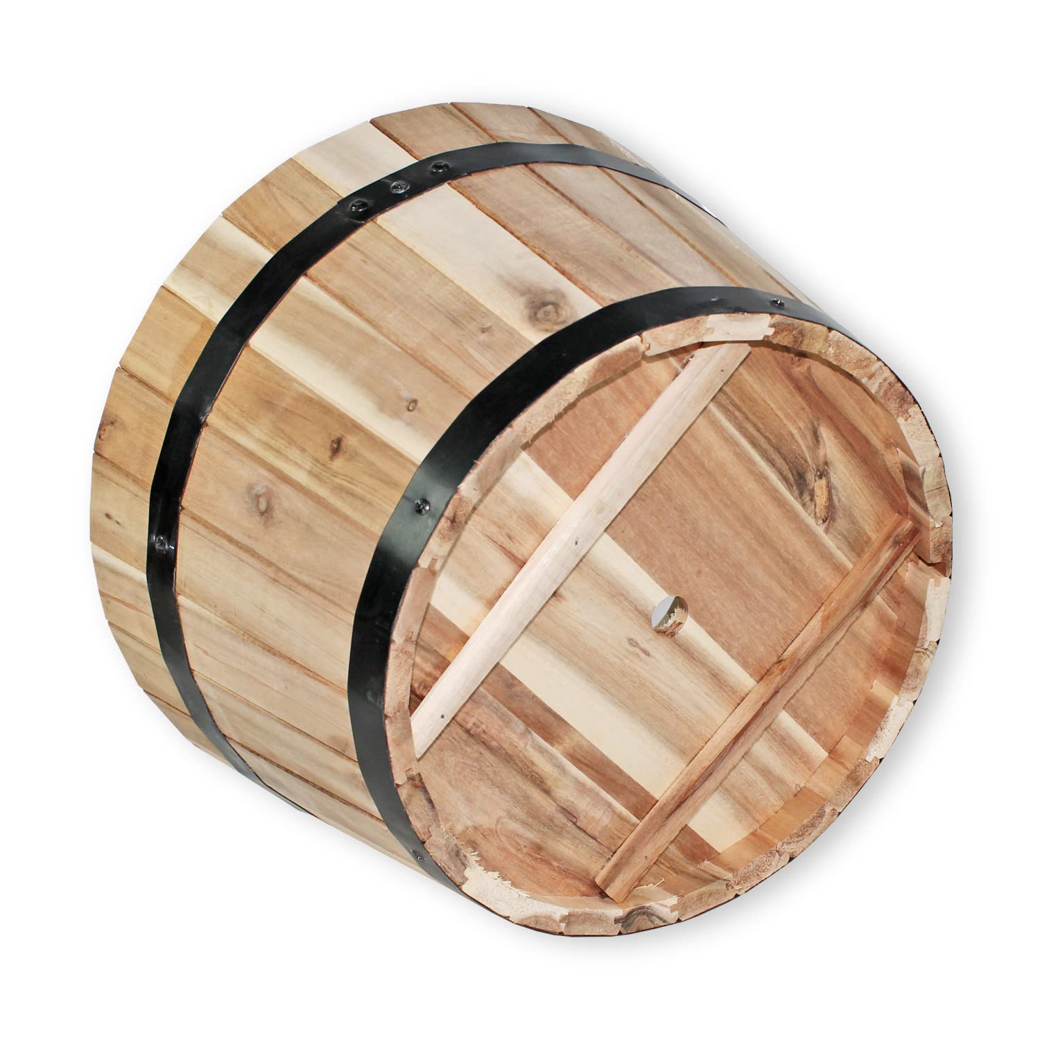 colourliving Pflanzkübel rund aus Akazienholz, Verschiedene Größen & Farben, mit Ablaufloch | Robustes Holzfass für Garten & Balkon – wetterfest, stapelbar & dekorativ bepflanzbar (braun, 40 cm)