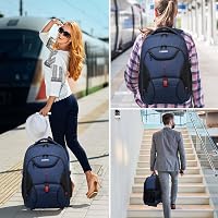 LIGSAN Gurulós Hátizsák Kerekes Laptoptartóval - Kék Utazó Táska Felnőtteknek, Vízálló 2in1 Iskolatáska Teleszkópos Fogantyúval 6