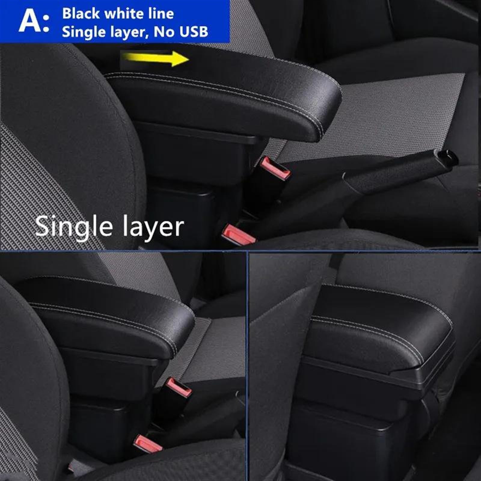 Scatola Bracciolo Con Supporto Multifunzionale Accessori Per La Modifica Degli Interni Dell'auto Imbottiti In PU Per C-elysee Consolle centrale(A2 Black line NO USB)