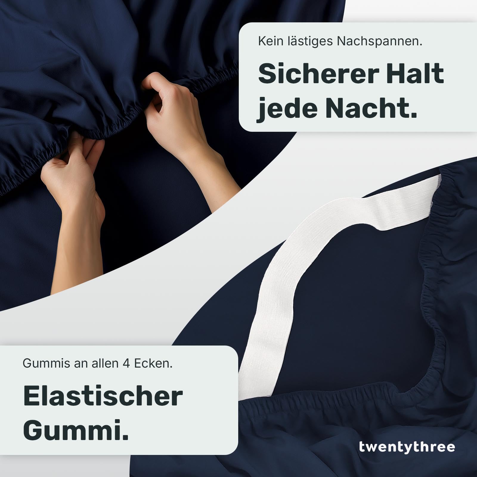 twenty:three® | 100% Tencel™ Lyocell Hoeslaken - 160x200 cm Midnight Blue - ademend, duurzaam, tot 30 cm hoogte, het hele jaar door, elastiek rondom, hoeklabel, warmteregulerend