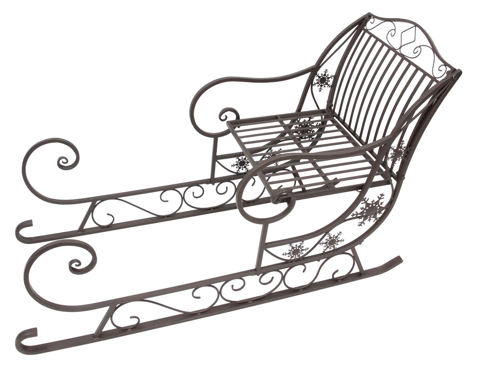 Dekoleidenschaft Großer Schlitten Nostalgie aus Metall, braun mit Antik Finish, 116 cm lang, Dekoschlitten, Weihnachtsdeko, Garten-Deko für Draußen