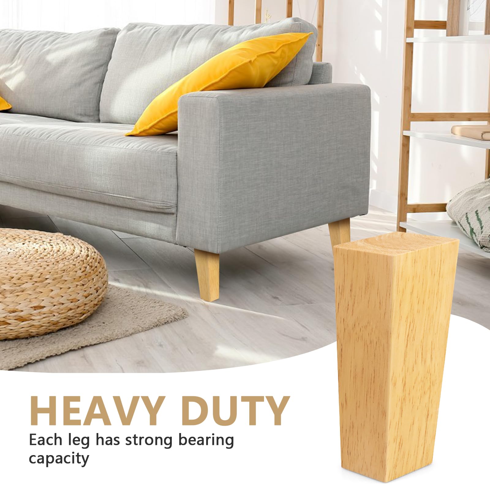 4 Pièces 8cm Pieds De Meuble Bois, Rechange Pieds De Canapé