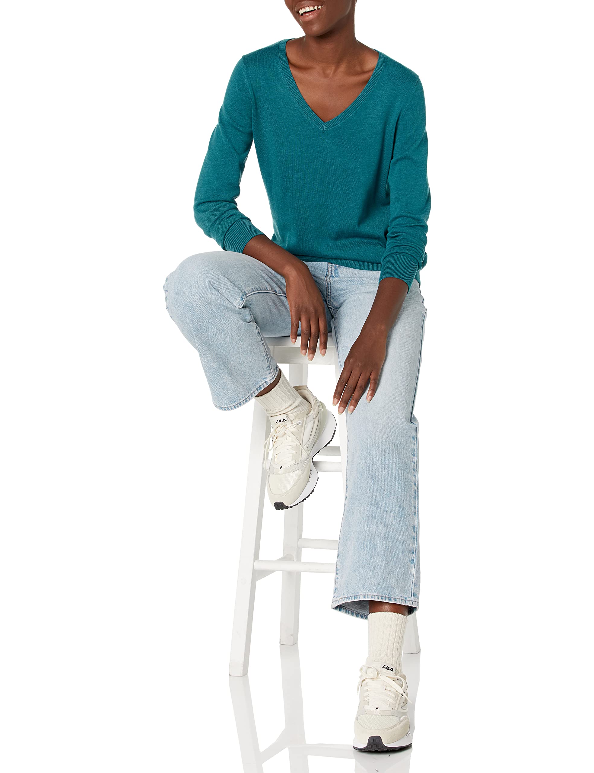 Amazon Essentials Maglione con Scollo A v A Maniche Lunghe Leggera con vestibilità Classica (Taglie Forti Disponibili) Donna