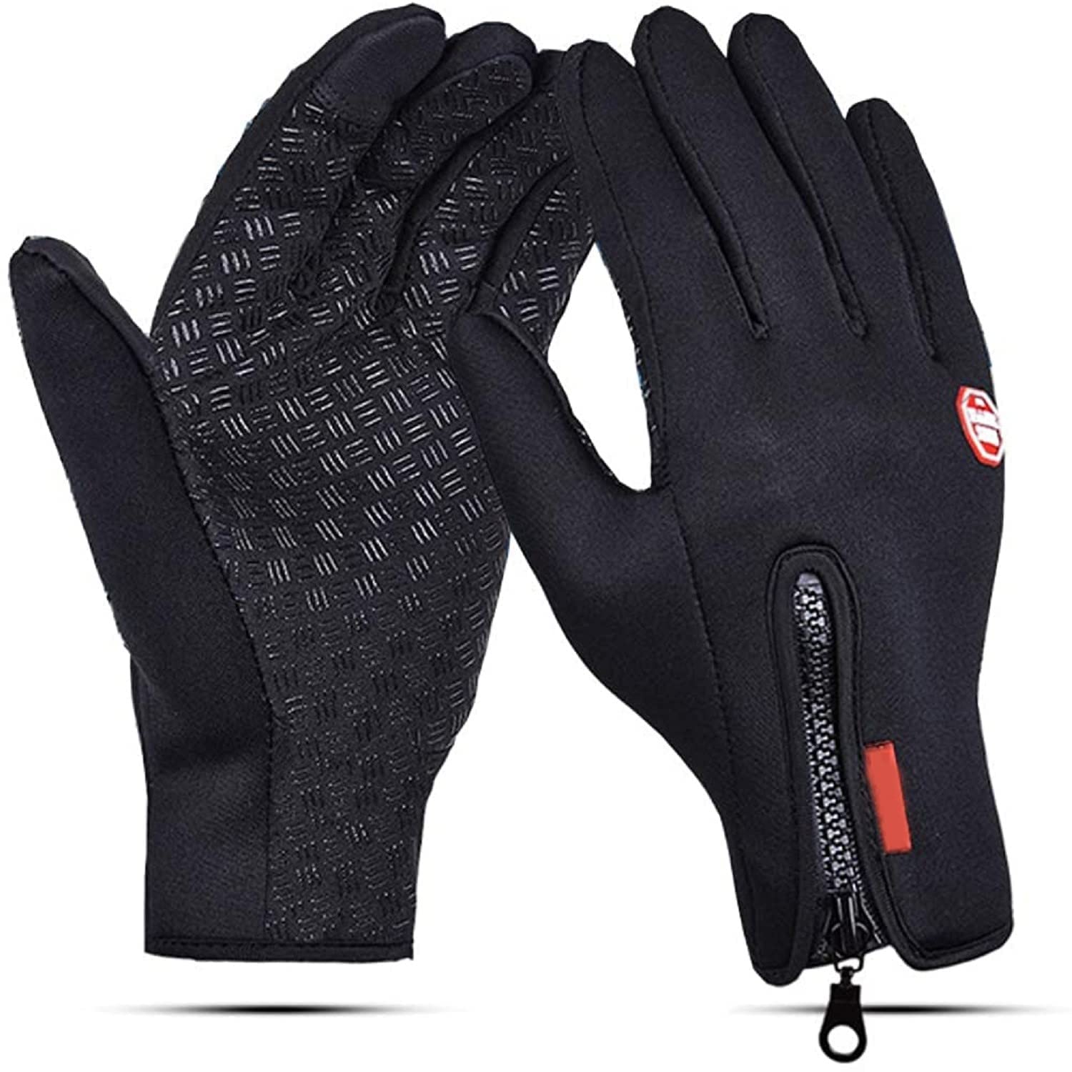 OLAHRAGA Silicone Padded Lightweight Touchscreen Full Finger Gloves with Adjustable Zipper for Working, Cycling, Running, Driving (Black)-image-35