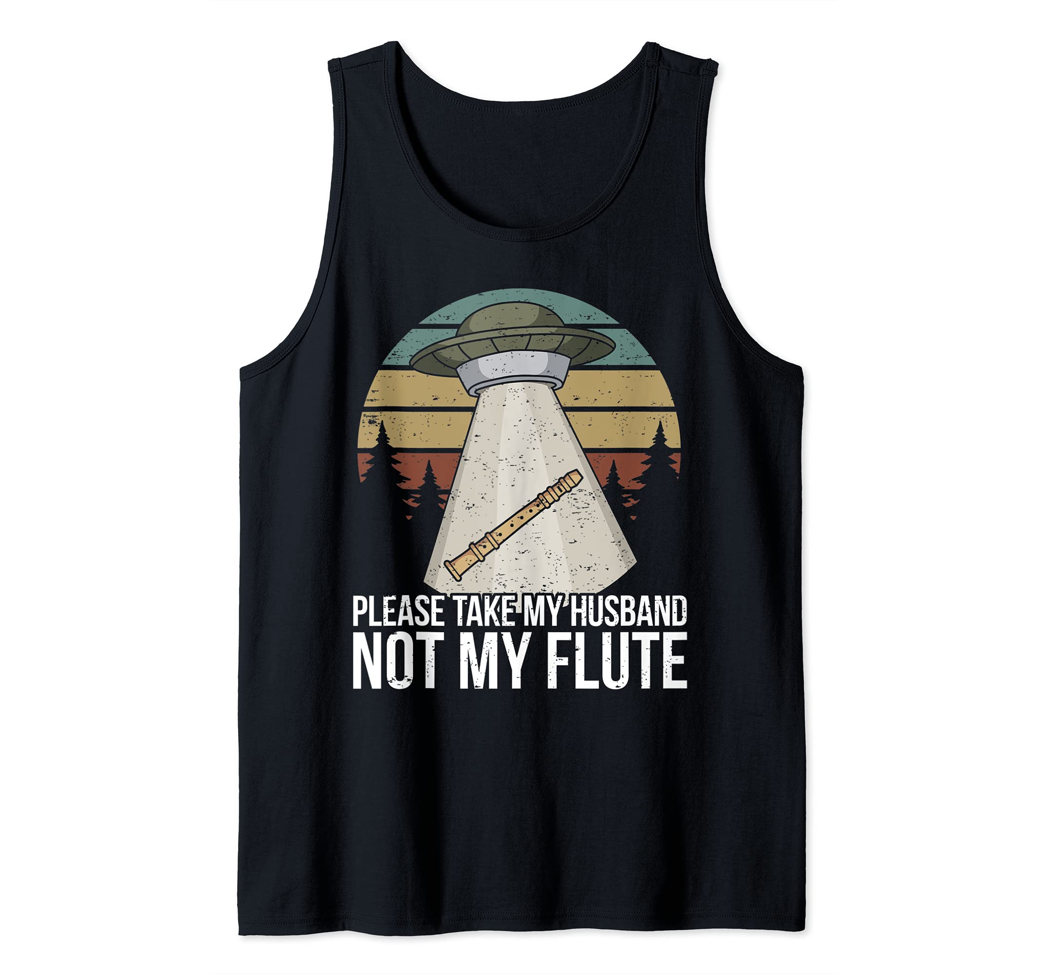 Funny Flute Player Saying Flutist I Ufo Aliens Flute Tank Top, Black