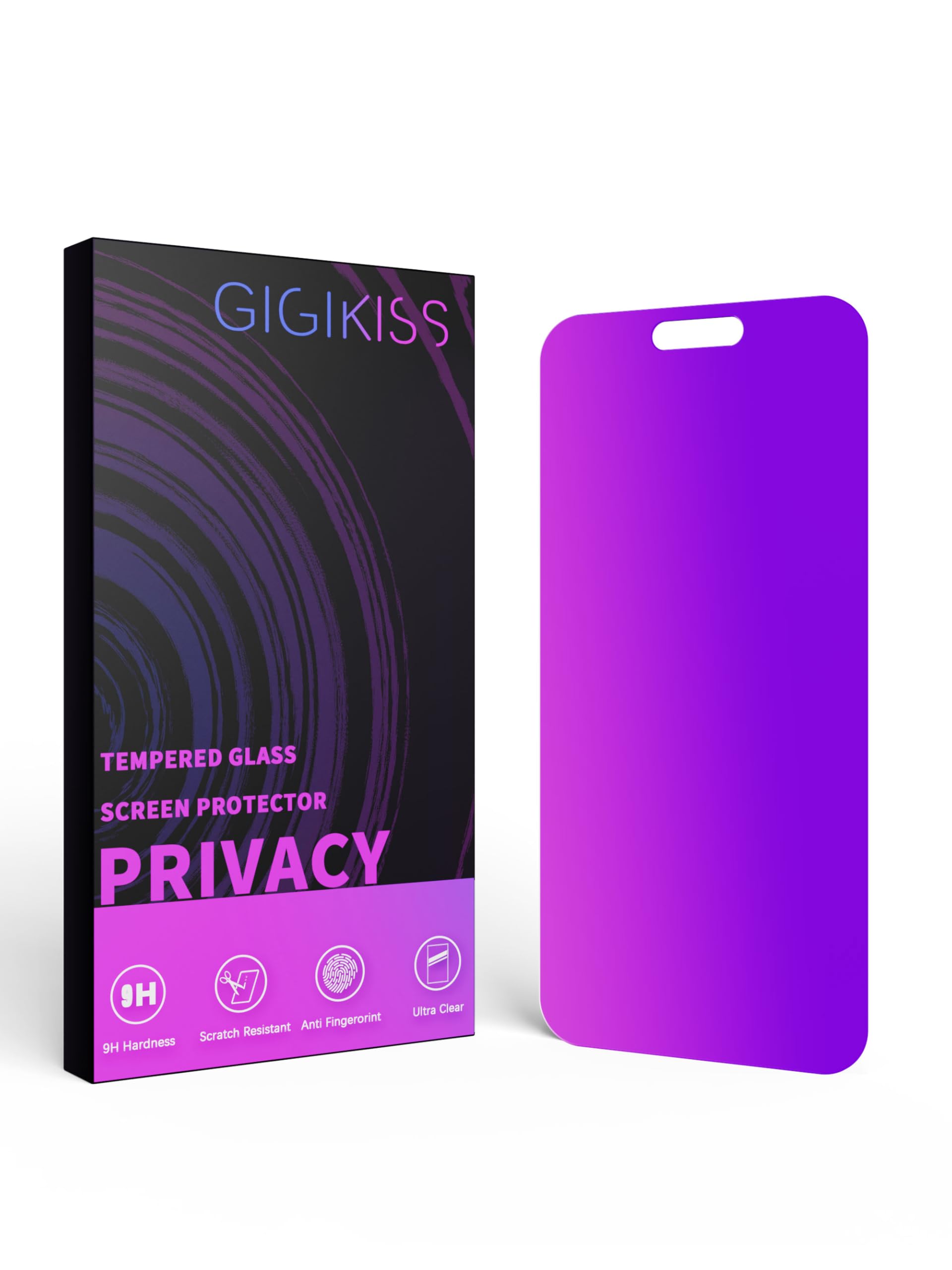 GIGIKISS Compatible for iPhone 16 Pro Max Privacy Screen Protector 6.9 Inch, Purple Gradient Anti Spy Anti Blue Light HD Screen Protector Tempered Glass Easy Installation