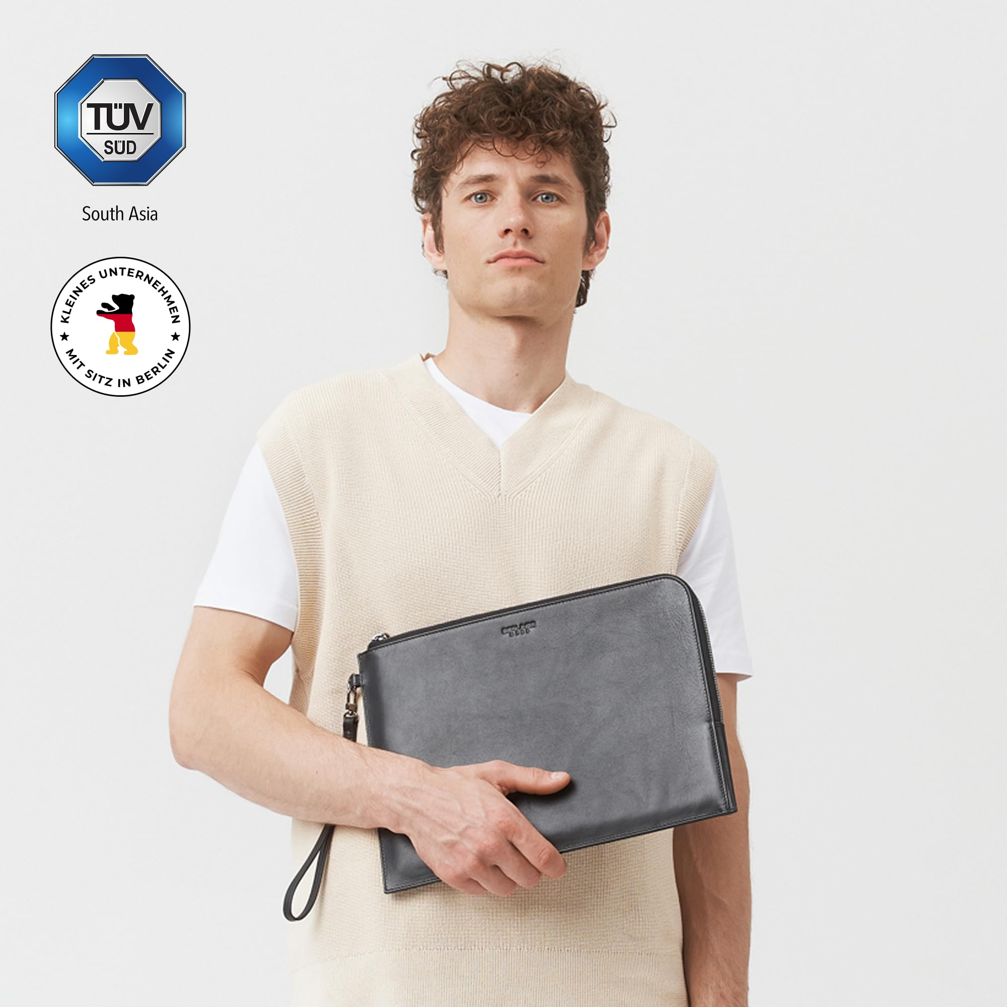 Berliner Bags Premium Dokumentenmappe Alex XL, Dokumententasche, Reisepass Organizer und Banktasche aus Leder, für Damen und Herren - Schwarz