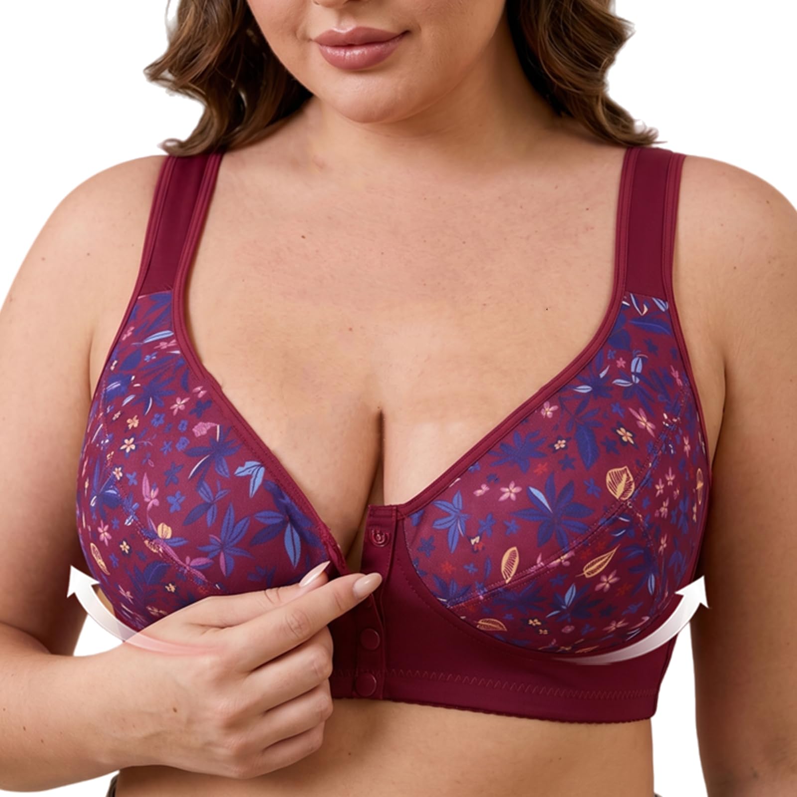 Sujetador Cierre Delantero Sin Aros para Mujer Pack De 3 Sostenes De Mujer Talla Grande Espalda Ancha Sujetadores Comodos Ropa Interior Estampado Floral para Dormir