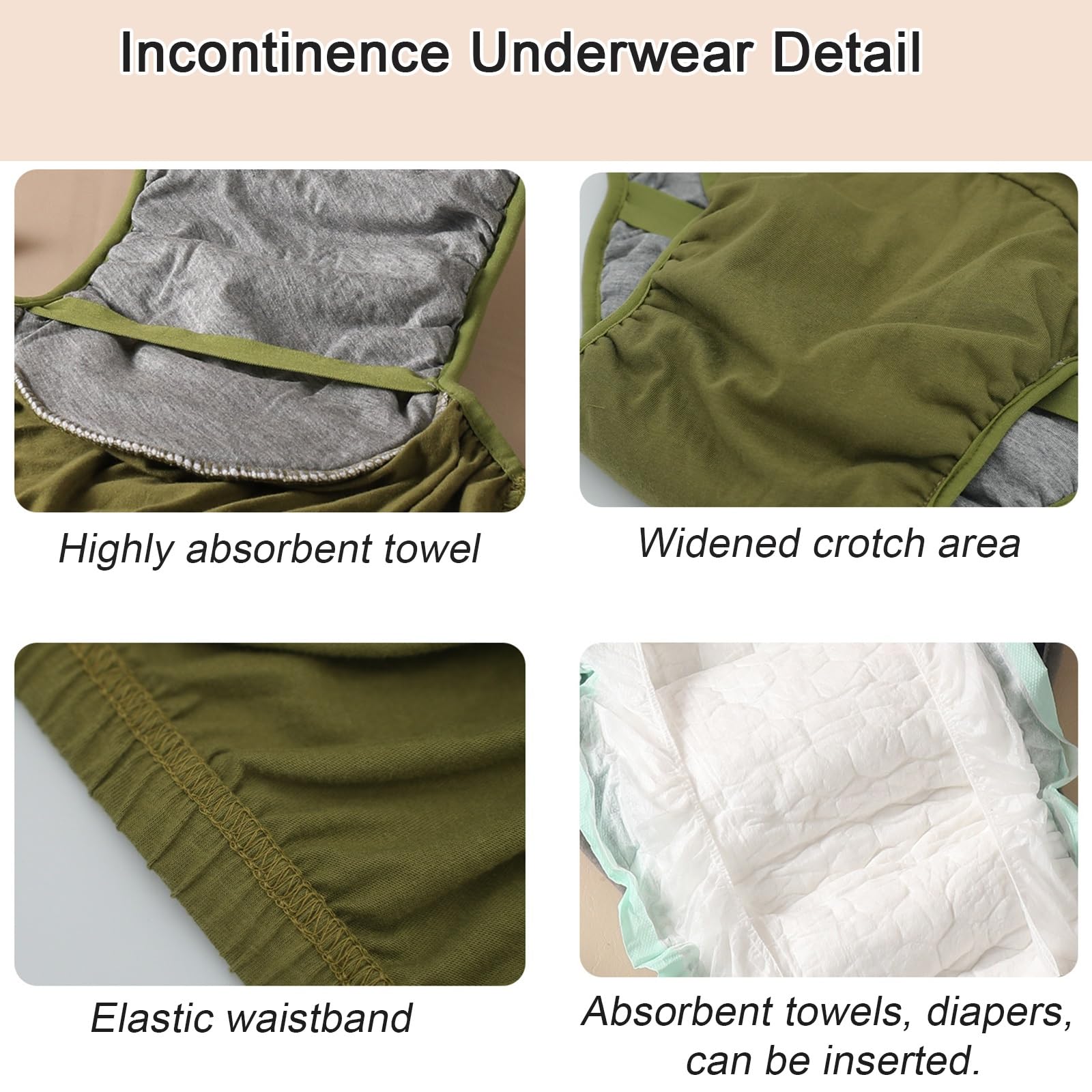 Confezione da 2 Pannolini per Adulti,Mutande Lavabili per Incontinenza | Pannolino di Stoffa per Adulti Riutilizzabili di Buon Assorbimento Impermeabili Mutandine per Incontinenza(3XL)
