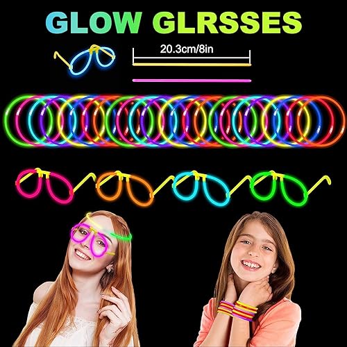 Miniatura 3 de Paquete de fiesta de lentes brillantes con 20 accesorios para gafas, 100 varillas brillantes y conectores (para 20 lentes brillantes y 60 pulseras),