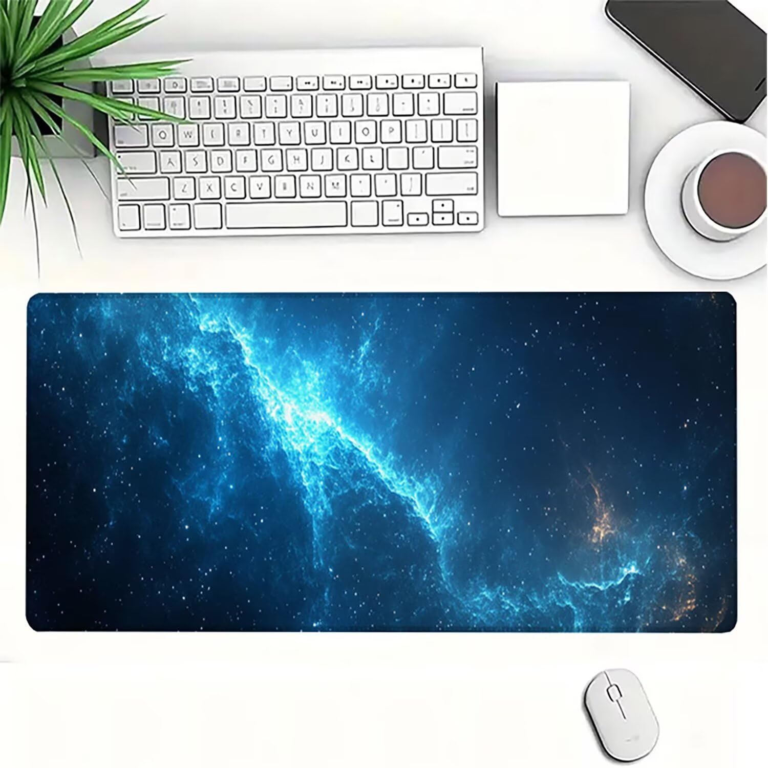 Podkładka pod mysz Lejnlnng XXL - 120x60cm - gwiaździste niebo duża podkładka pod mysz dla graczy, niebieska XL antypoślizgowa gumowa mata na biurko, wodoodporna mysz o wysokiej precyzji i szybkości