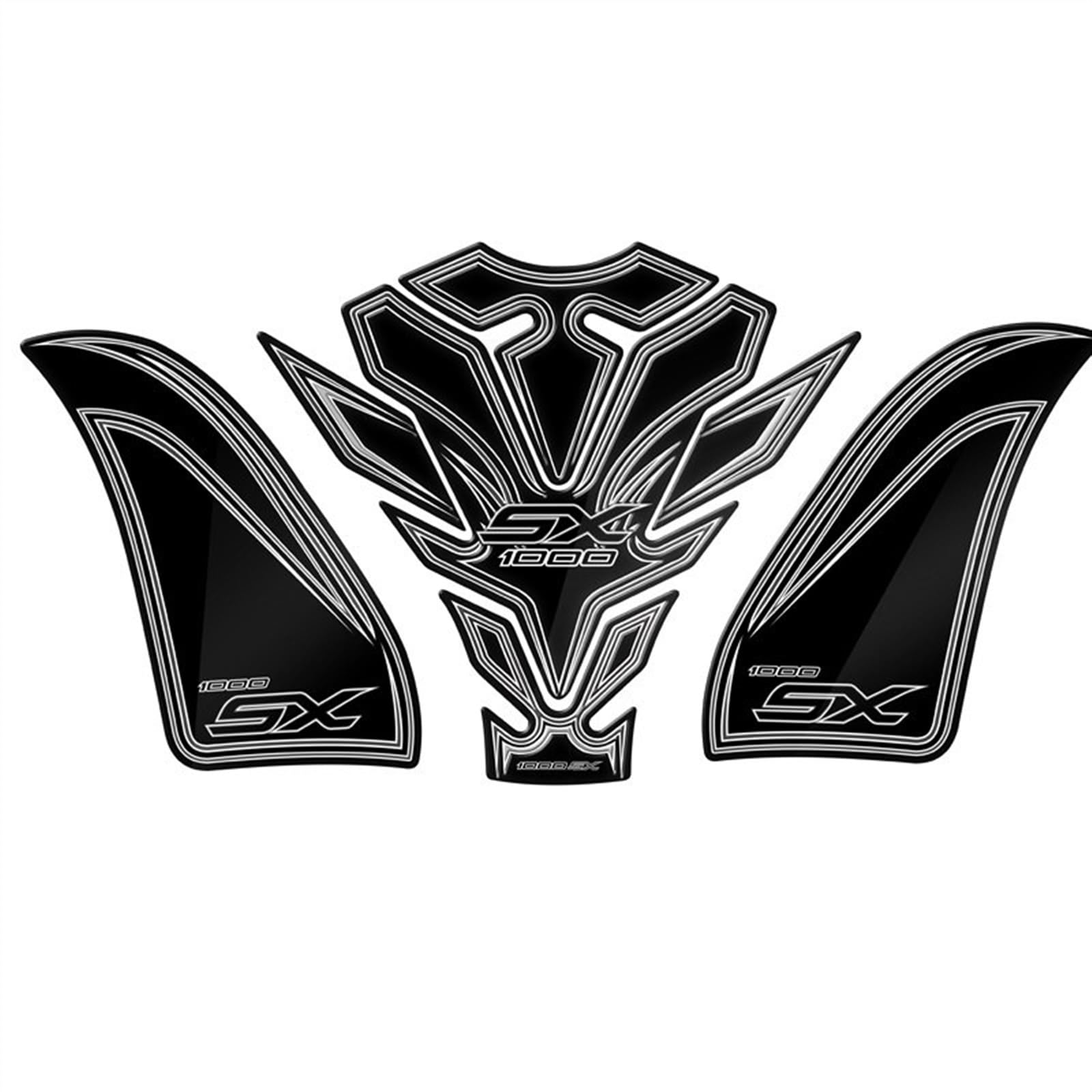 FIONEL Tank protector For Kawasaki Z1000 SX Z1000SX 2020 Motorcycle Tank Traction Pad Side Gas Knee Grip Protector Anti Slip Sticker (Color : Black- Silver)