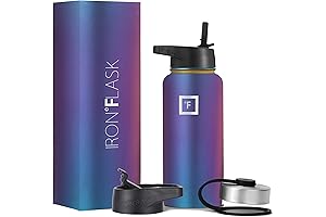 IRON °FLASK 32 Oz Wide Mouth Water Bottle with Straw Lids