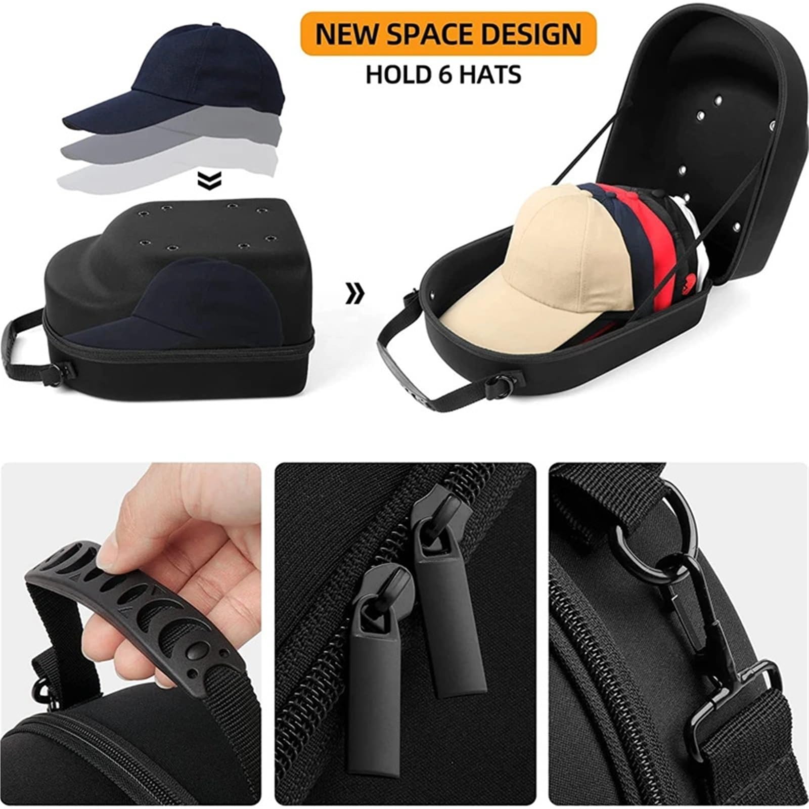 Custodia Rigida Per Berretto Custodia for cappelli da viaggio for esterni | Borsa da trasporto for cappello da baseball con scatola protettiva for cappello a conchiglia rigida
