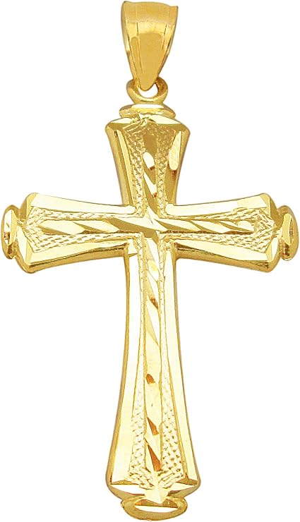 Mens 10k Yellow Gold Cross Pendant 