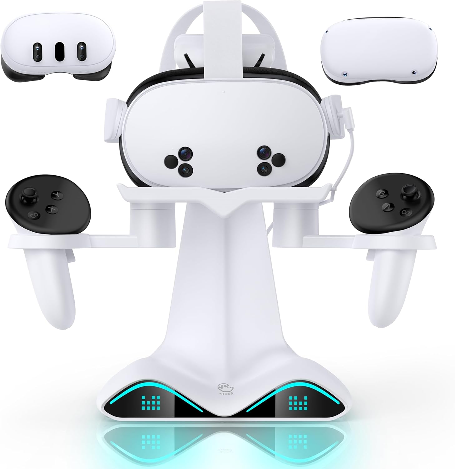 Charging Dock for Meta Quest 3S/Quest 3/Quest 2, Vertical Fast Charging Stand, with 4 Rechargeable Batteries, LED Status Display, All-in-One Storage for VR Headset Accessories & Controllers